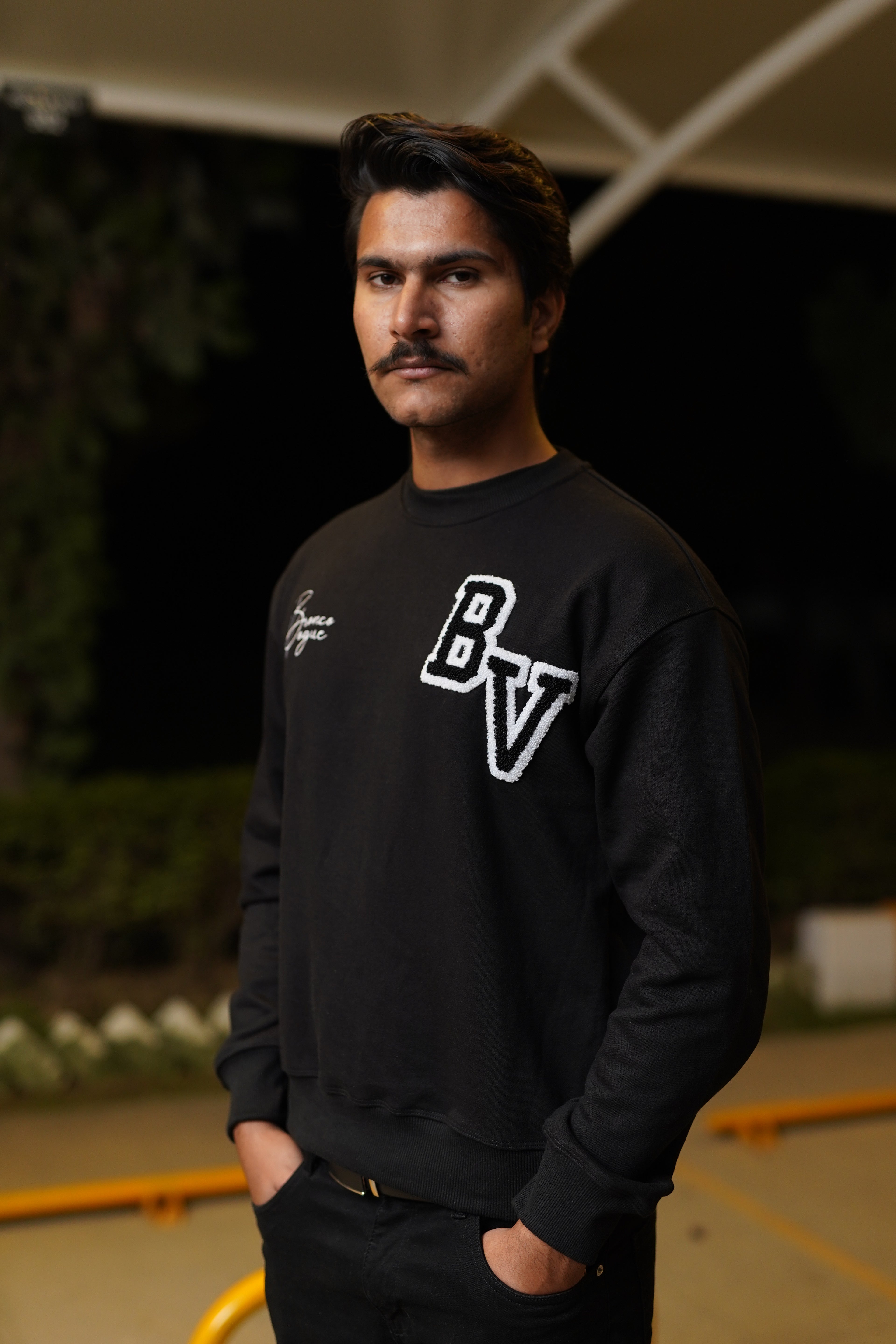 Varsity Terry Black Sweatshirt - 350 gsm.