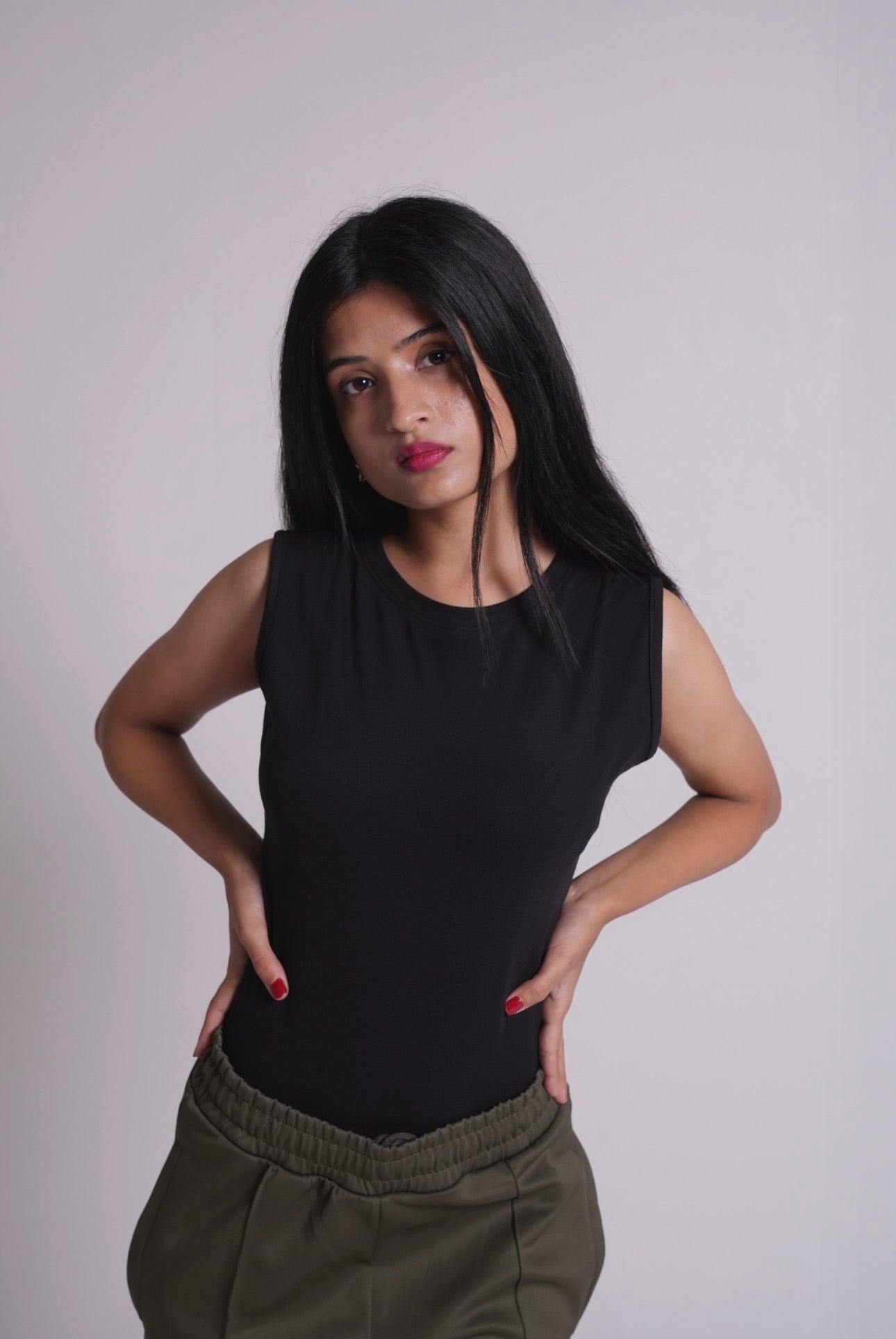 Sleeve less body suit - Black