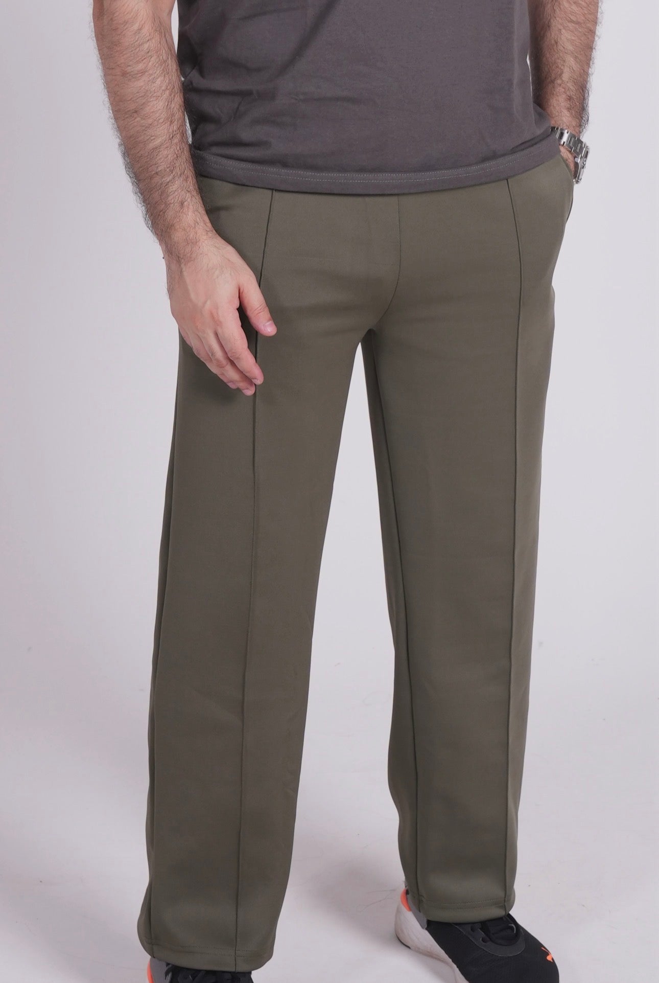 Scuba Straight Leg Trousers - Olive Green