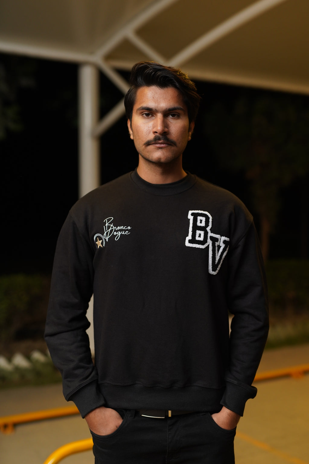 Varsity Terry Black Sweatshirt - 350 gsm.