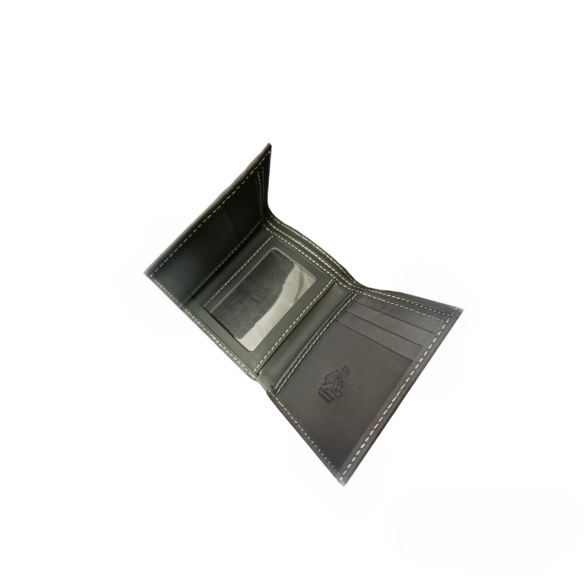 BV - Black Triple Fold Leather Wallet - Bronco Vogue