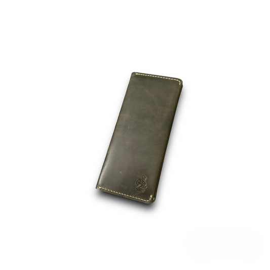 BV- Olive Green Original Leather Long Wallet - Bronco Vogue