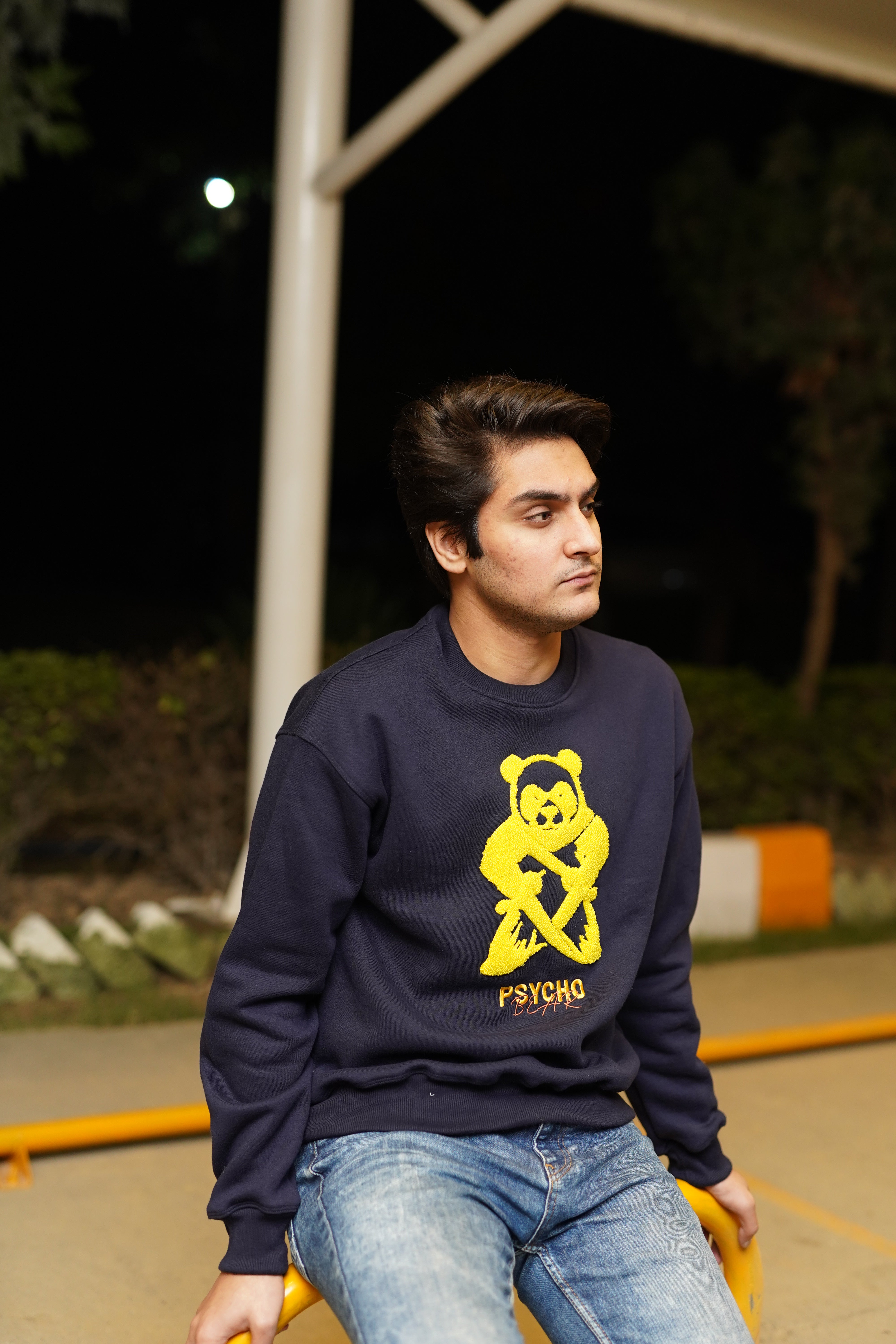 Psycho Bear Dark Blue fleece sweatshirt - 350 gsm