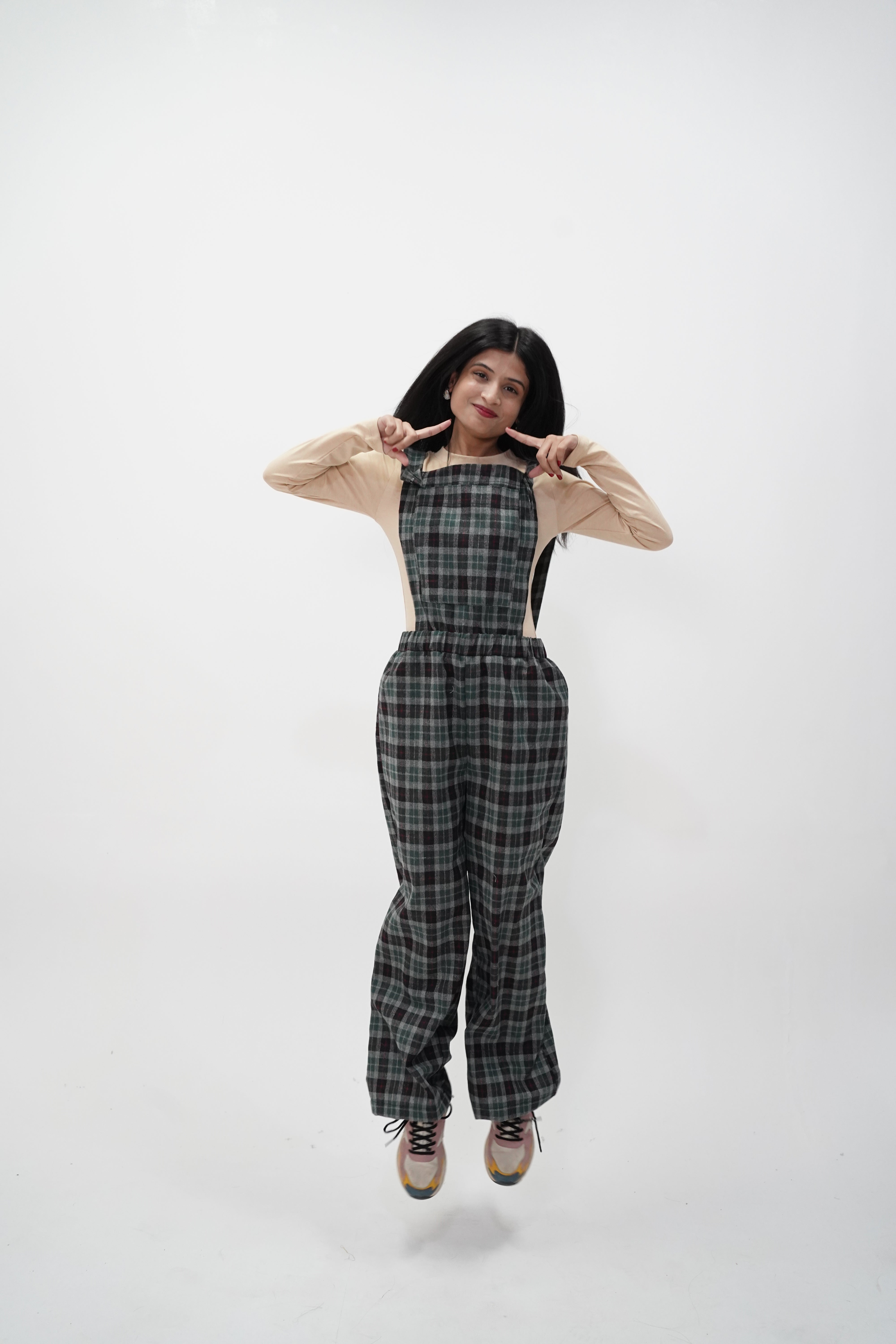 Preppy Countryside Checked Jumpsuit - Wool