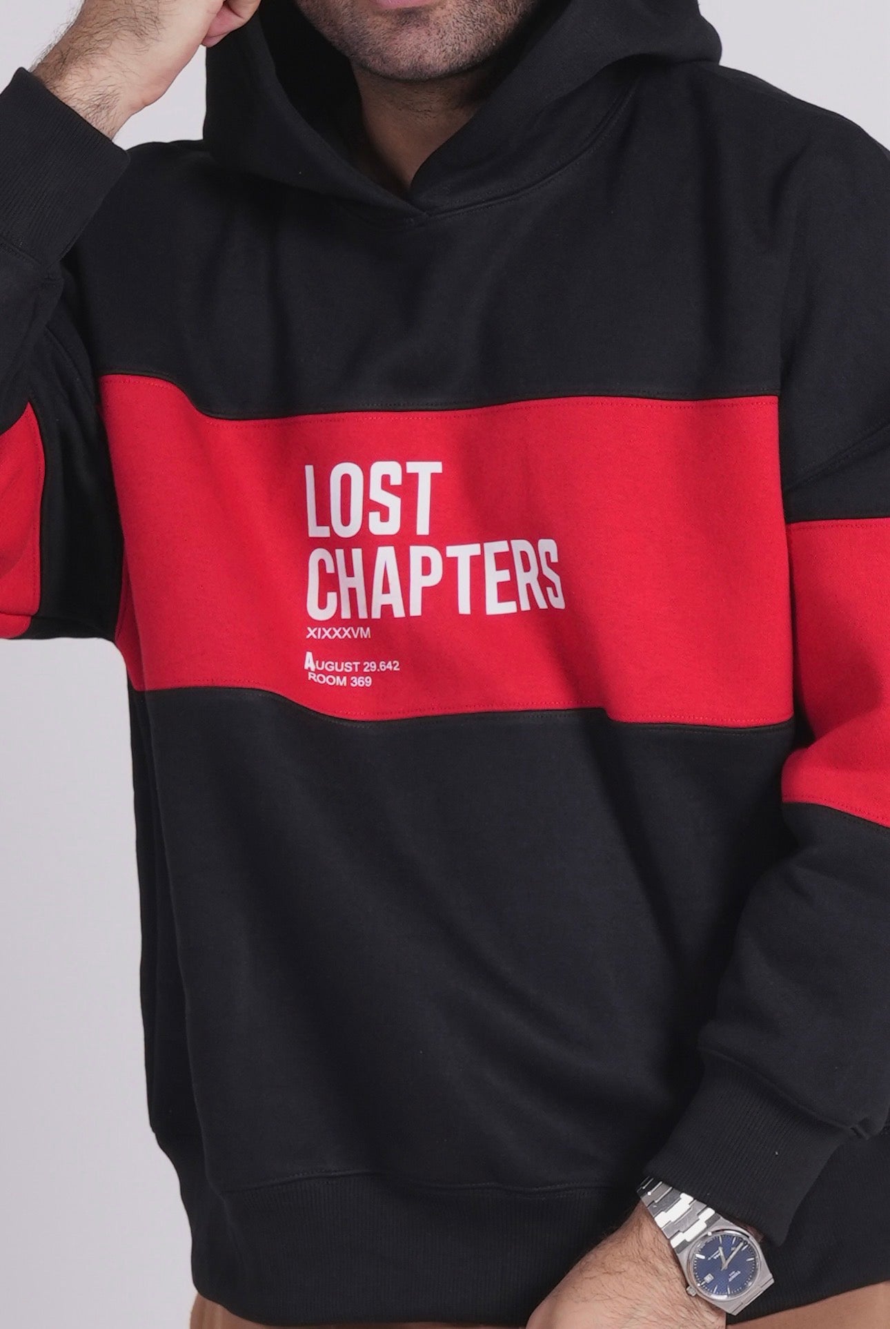 Lost Chapters Hoodie- Black Red panel