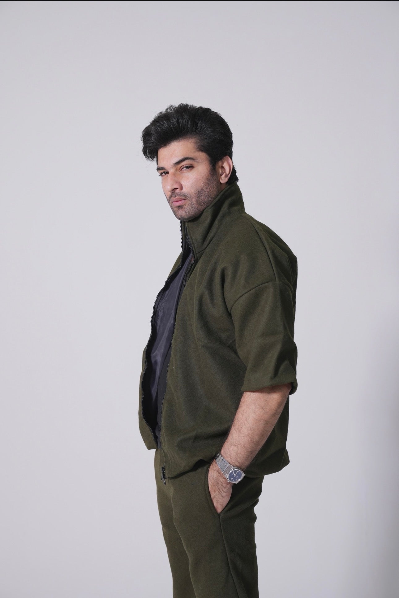 Pure Wool Coord set - Olive Green