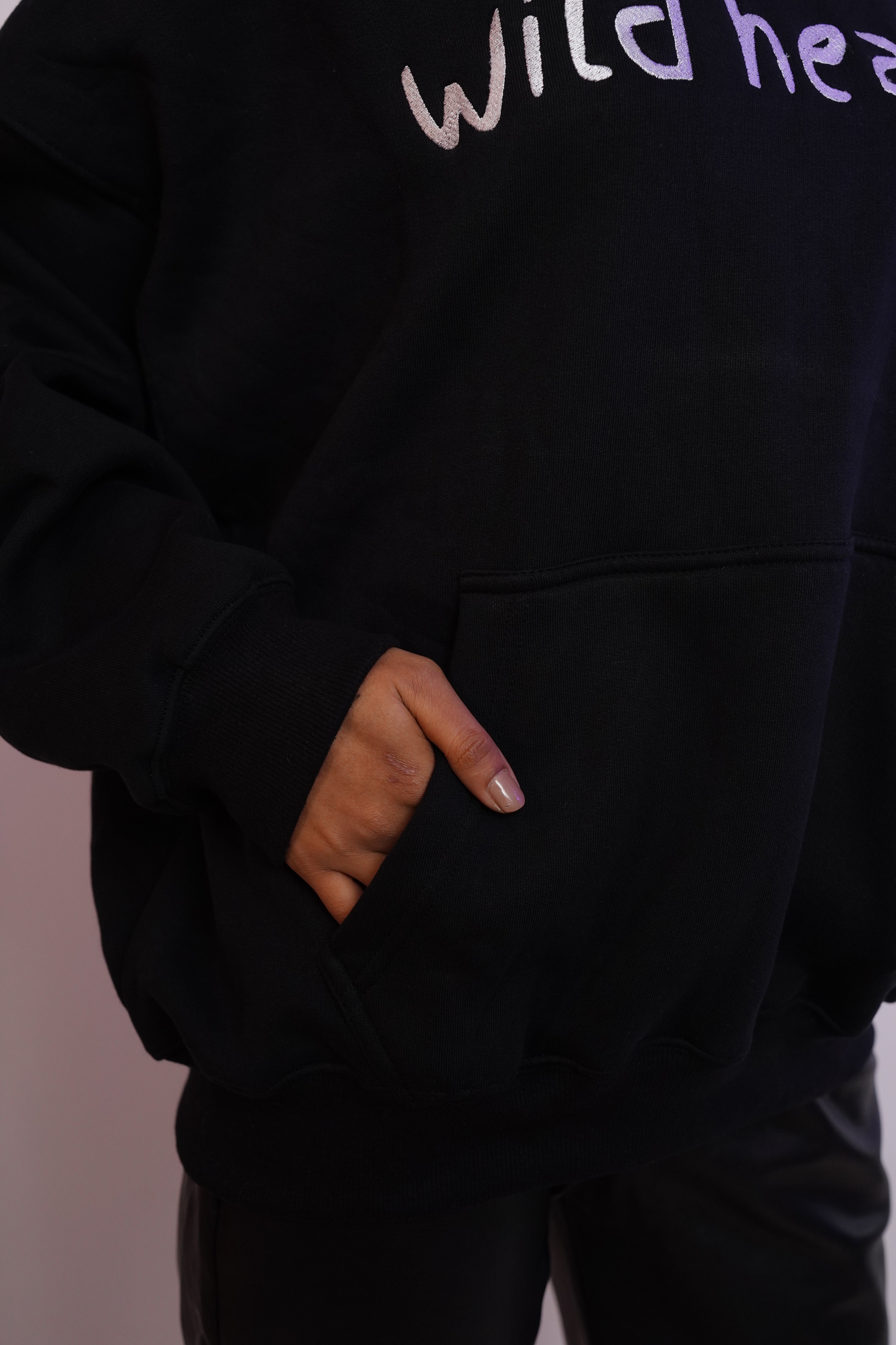 Watermelon Embroidered Black Hoodie - 500 gsm