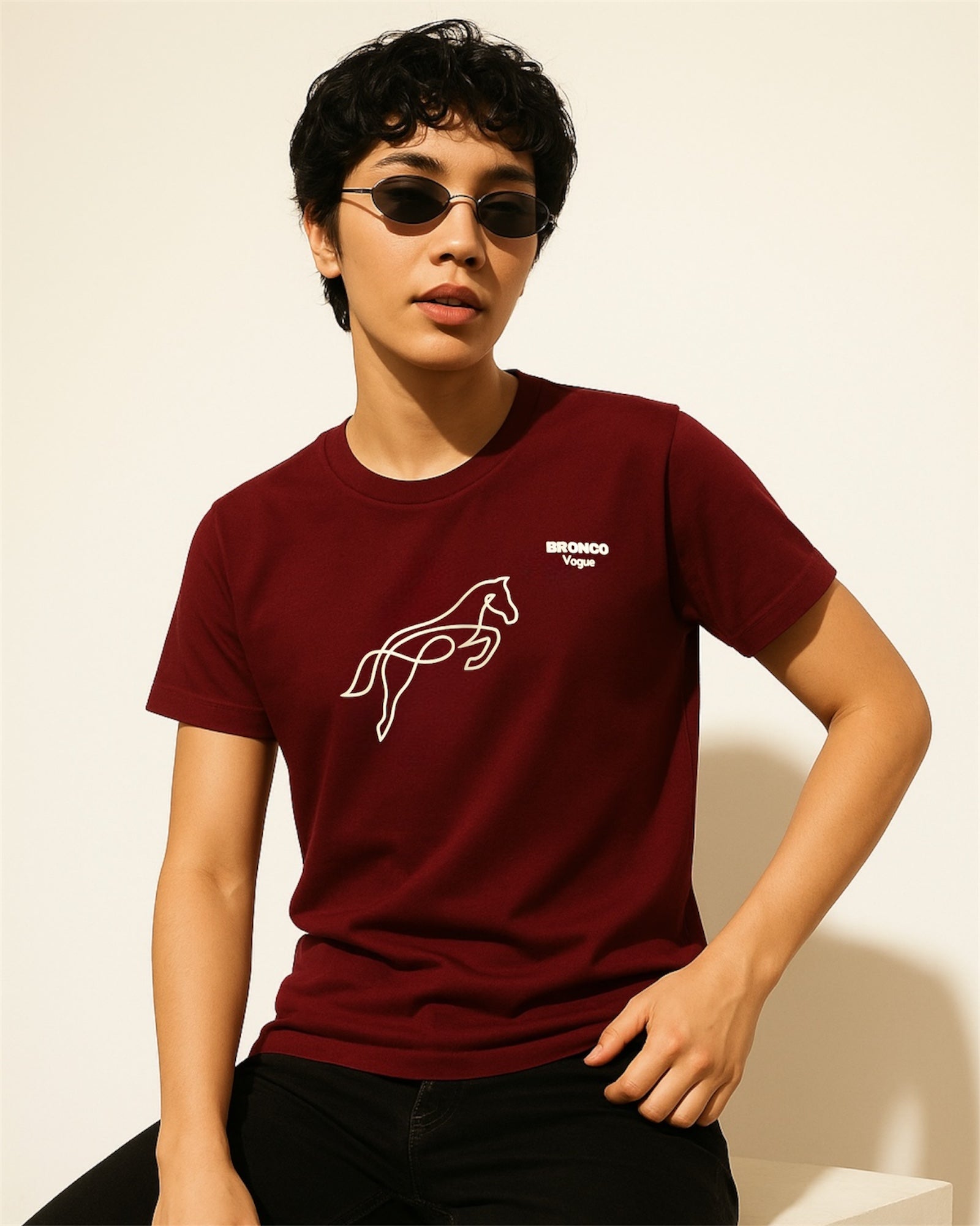 BV - Super Soft Cotton Tee Dark Red - Bronco Vogue