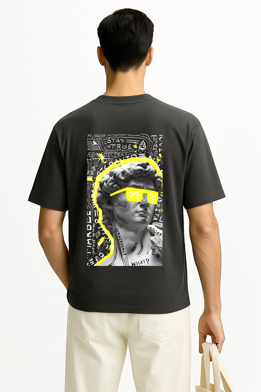 Oversized David with Glasses - Air Jet Cotton T-shirt - Bronco Vogue