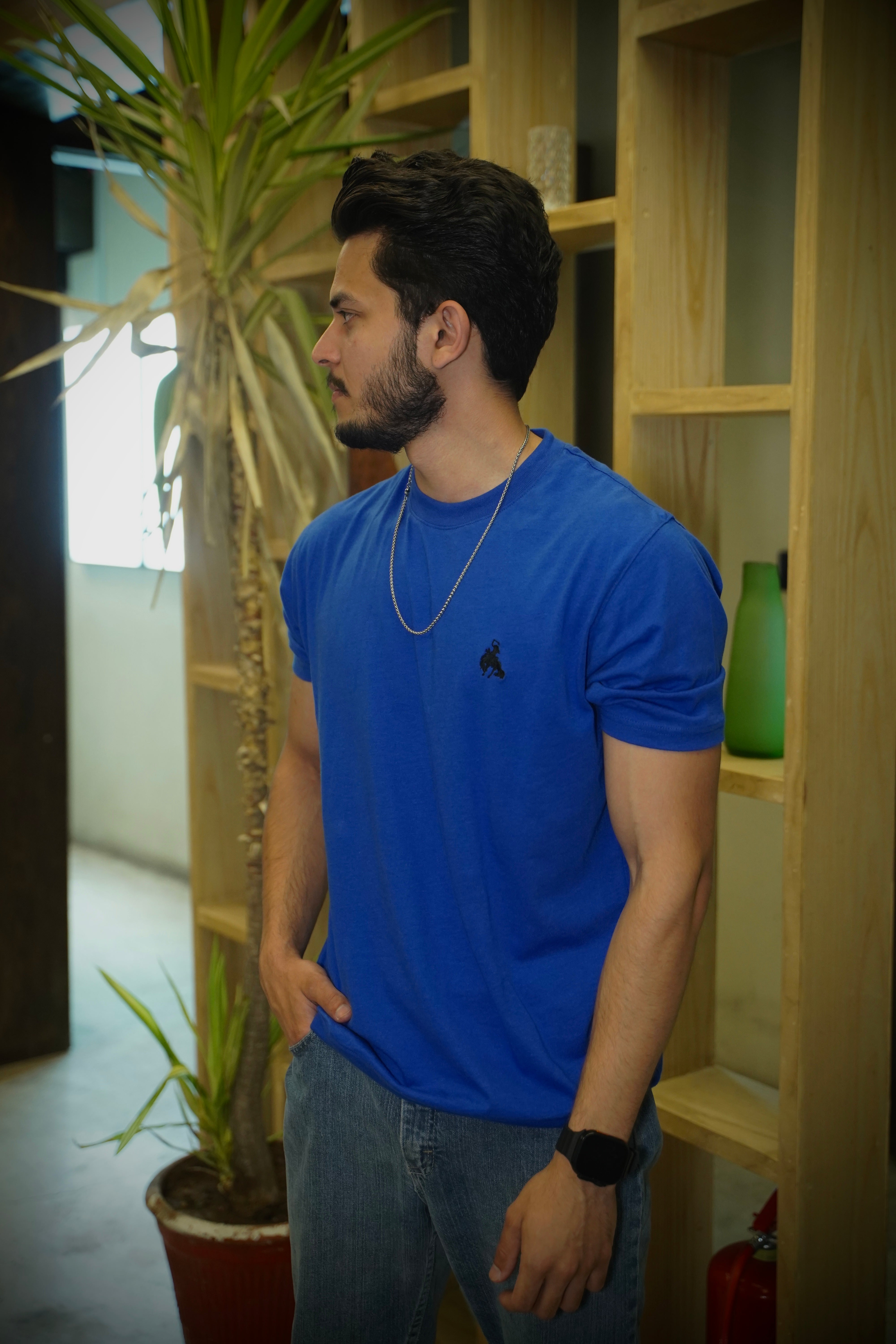 BV - Basic Cotton Tee Dark Light Blue - Bronco Vogue