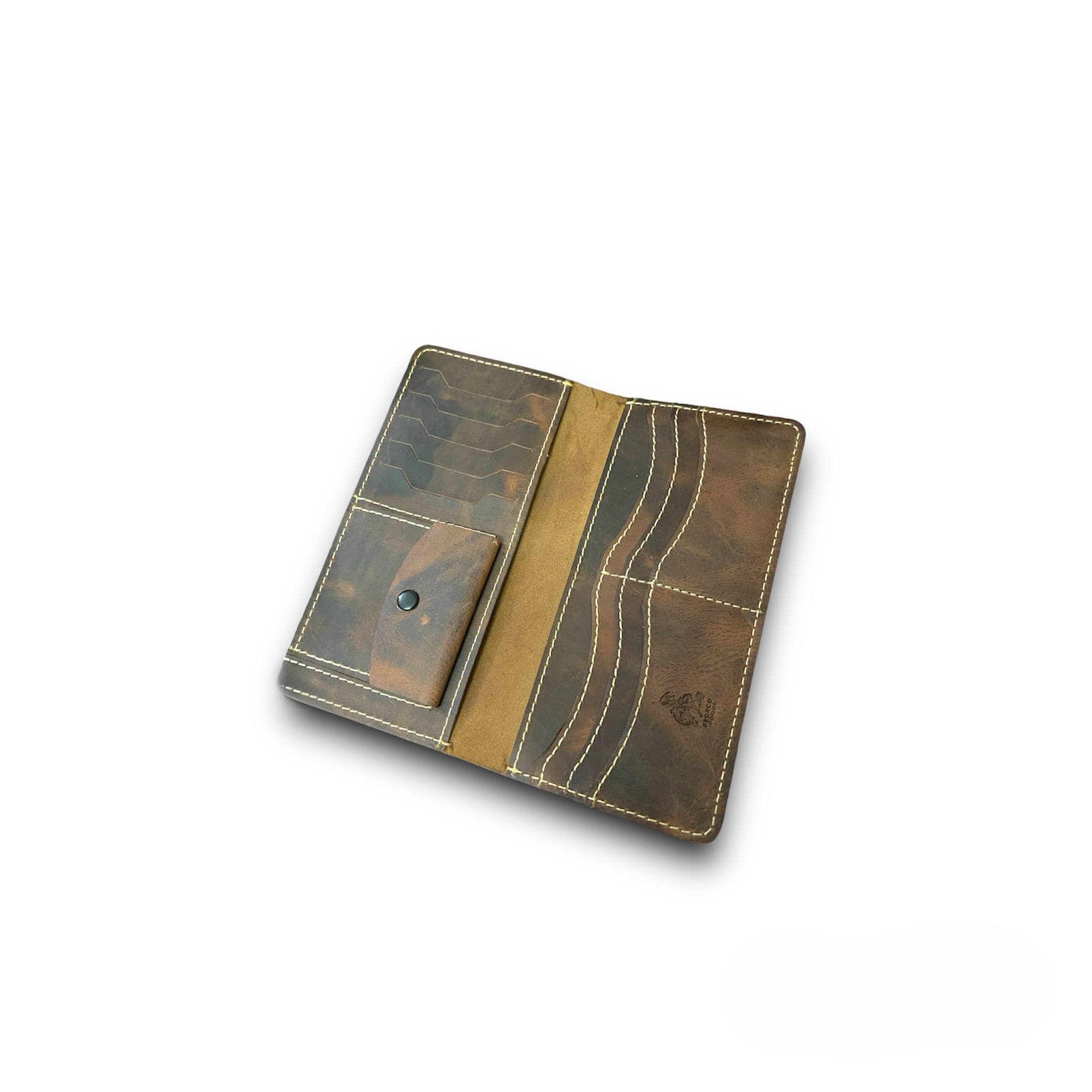 BV - Original Long Wallet with button Pocket Textured - Bronco Vogue