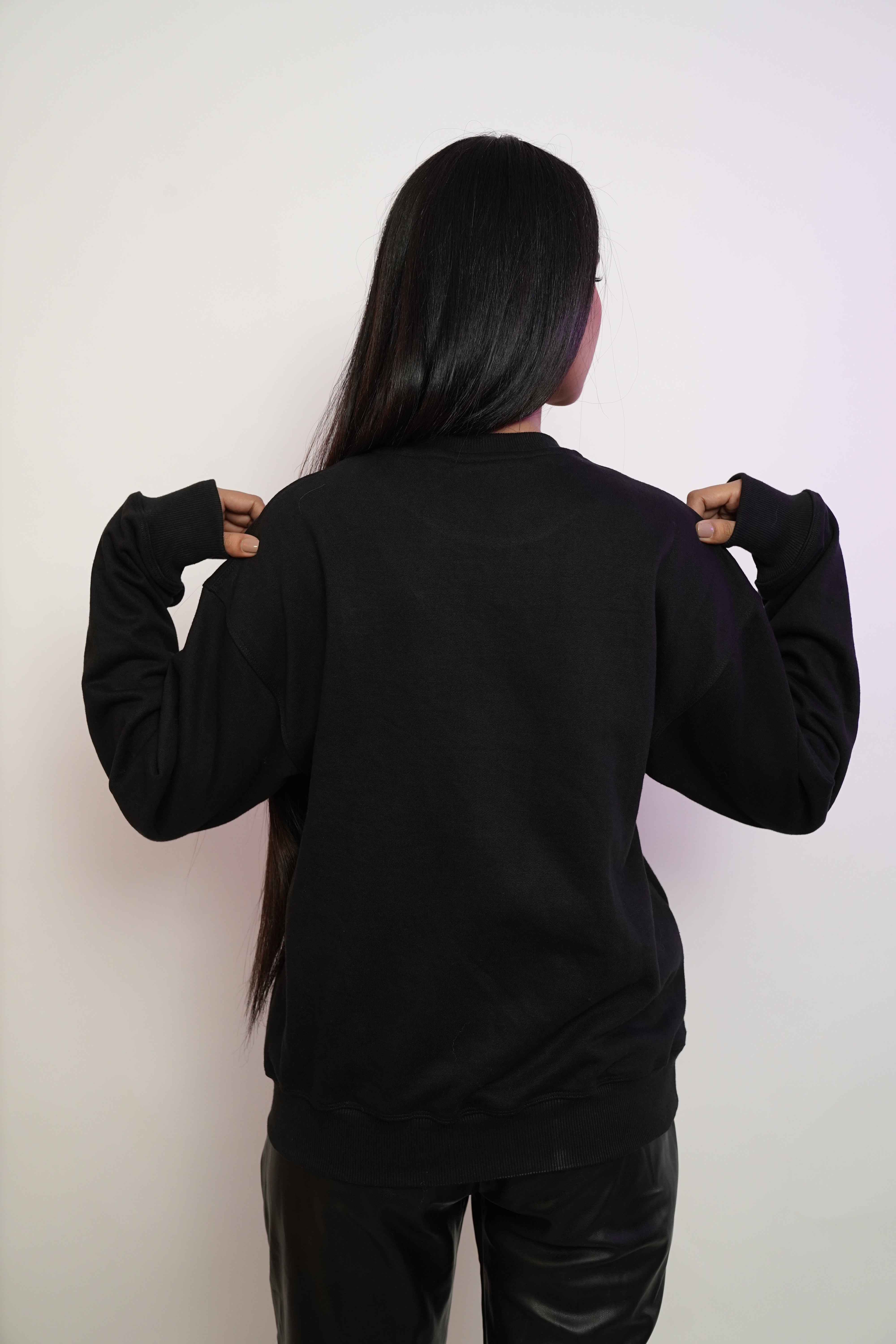 Her Varsity Terry Black Sweatshirt - 350 gsm