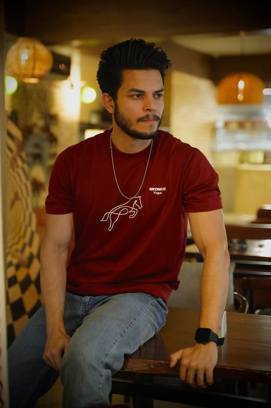BV - Super Soft Cotton Tee Dark Red - Bronco Vogue