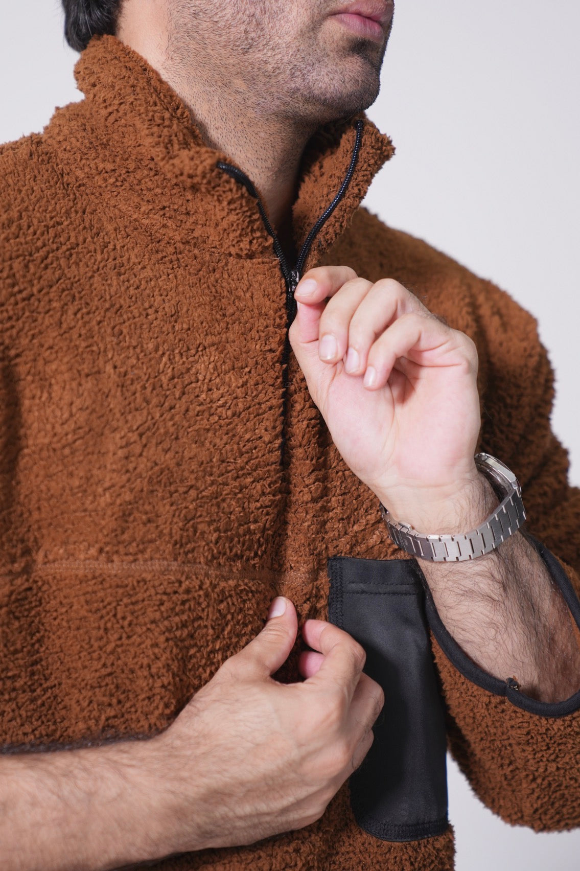 Half Zip Polar Fleece Pullover - Chest nut