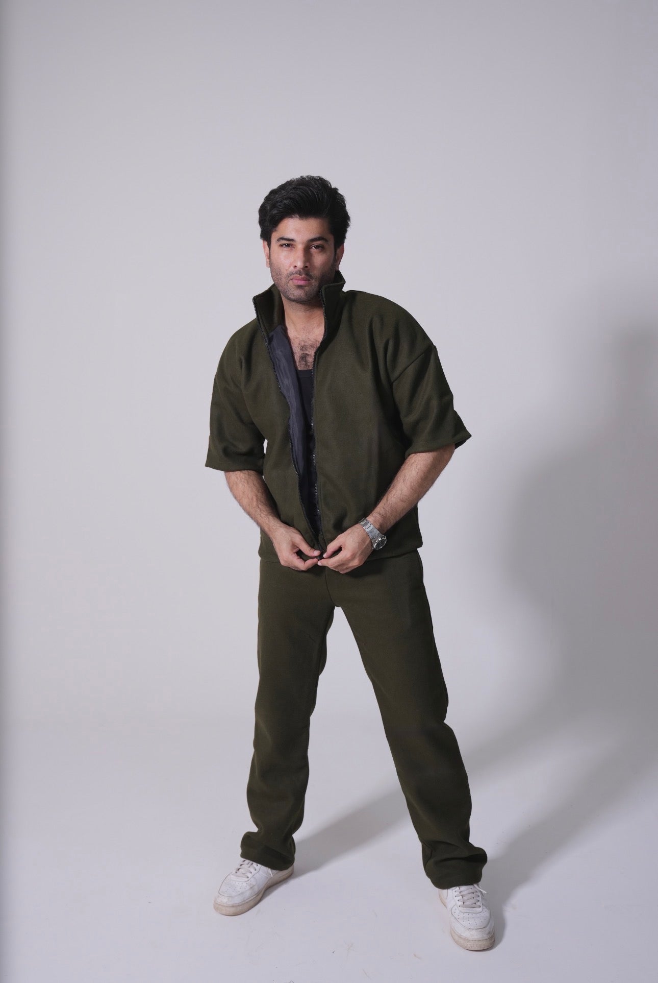 Pure Wool Coord set - Olive Green