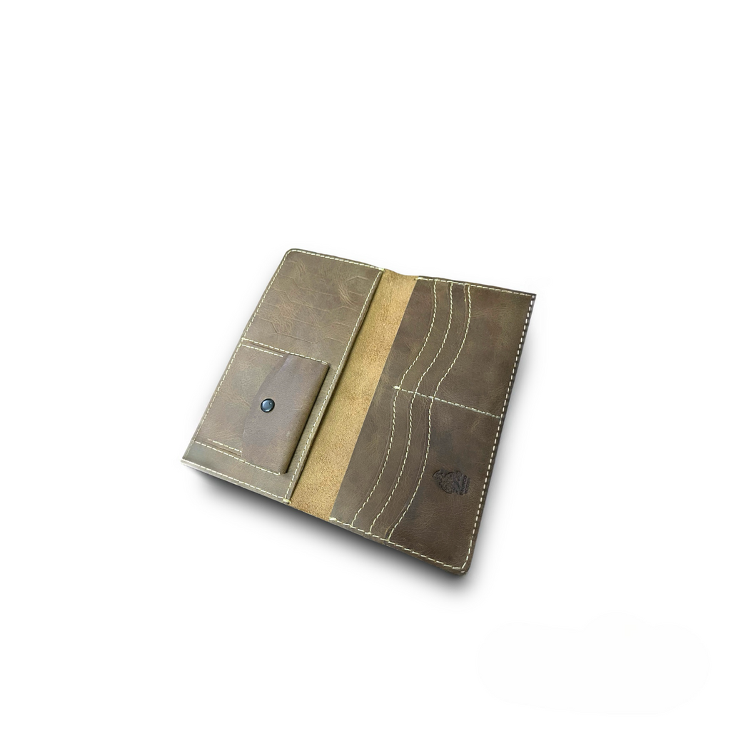 BV - Original Long Wallet with button Pocket Brown - Bronco Vogue