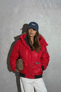 Red - Fur hoodie puffer jacket