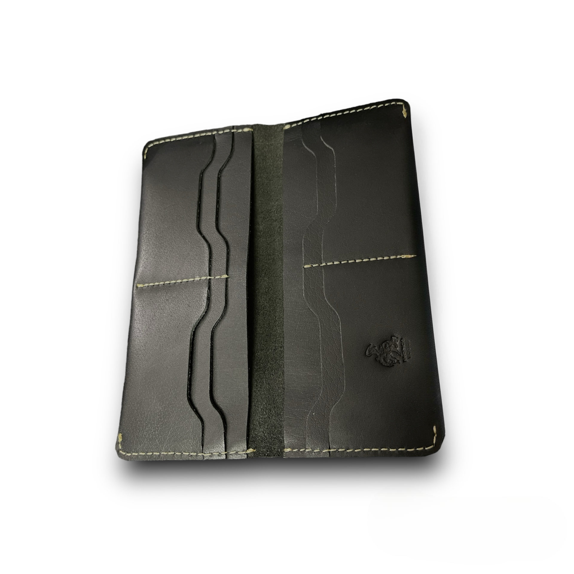 BV- Black Original Leather Long Wallet - Bronco Vogue