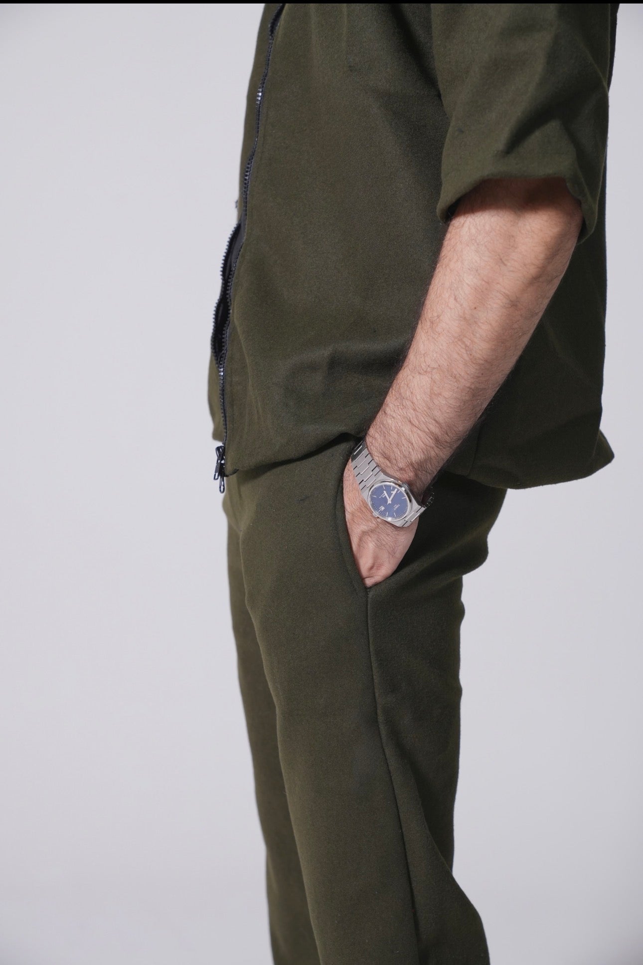 Pure Wool Coord set - Olive Green