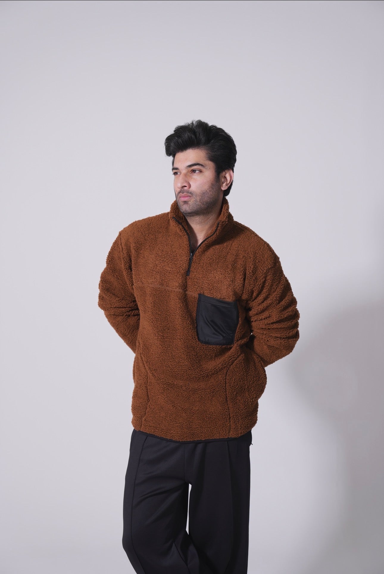 Half Zip Polar Fleece Pullover - Chest nut