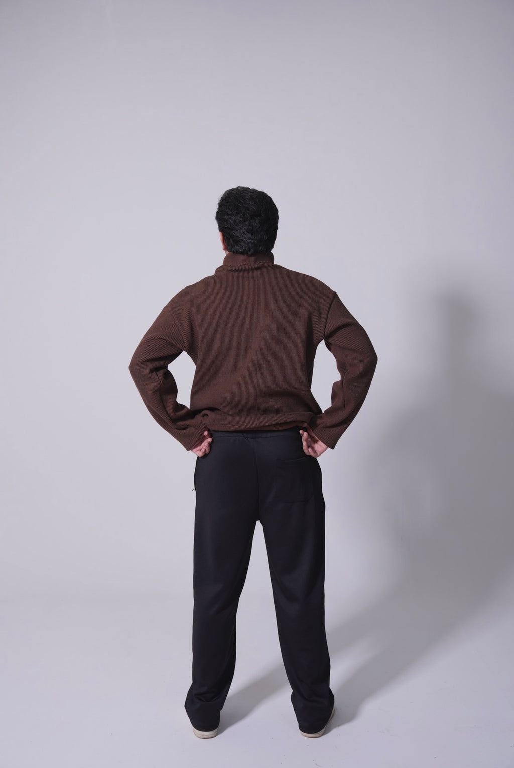 Half Zip Knitted Pullover - Coffee Brown