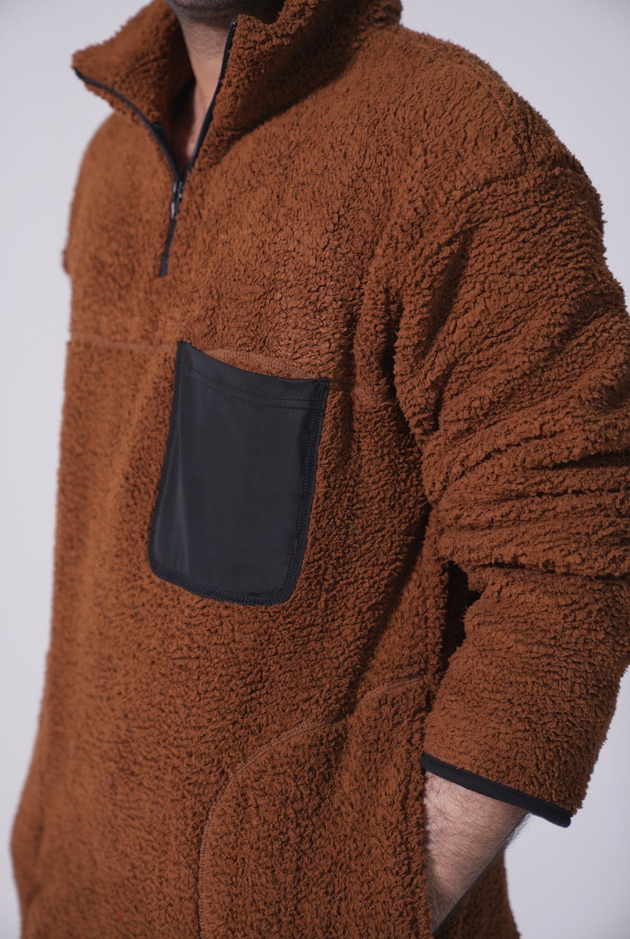 Half Zip Polar Fleece Pullover - Chest nut