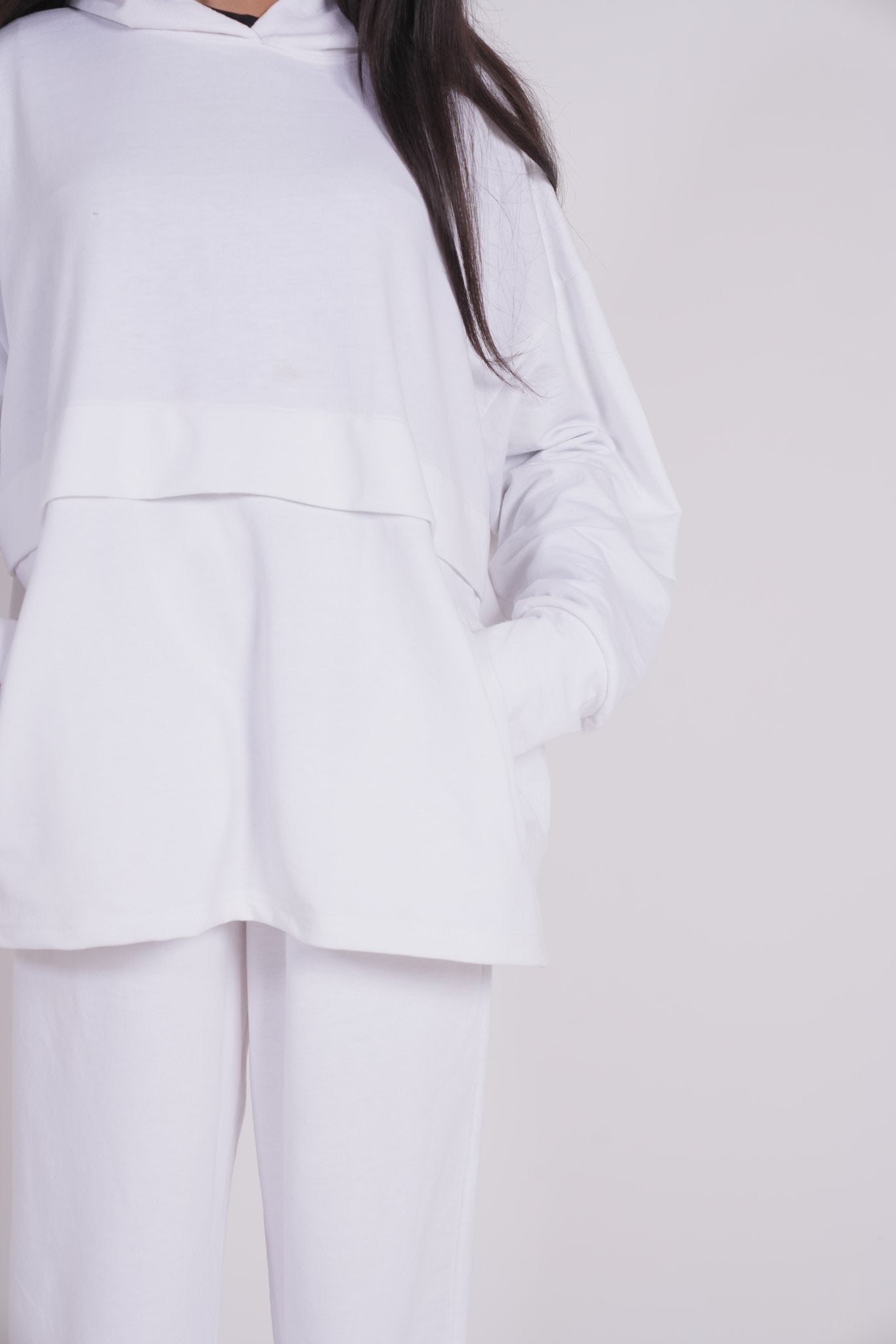 TERRY WHITE PULL OVER HOODIE