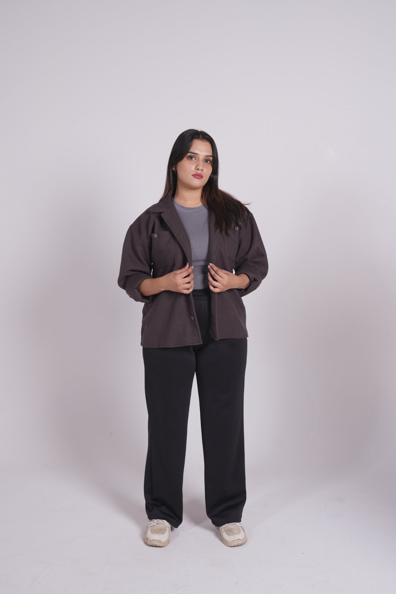 Dark Grey - Classic Shacket Women