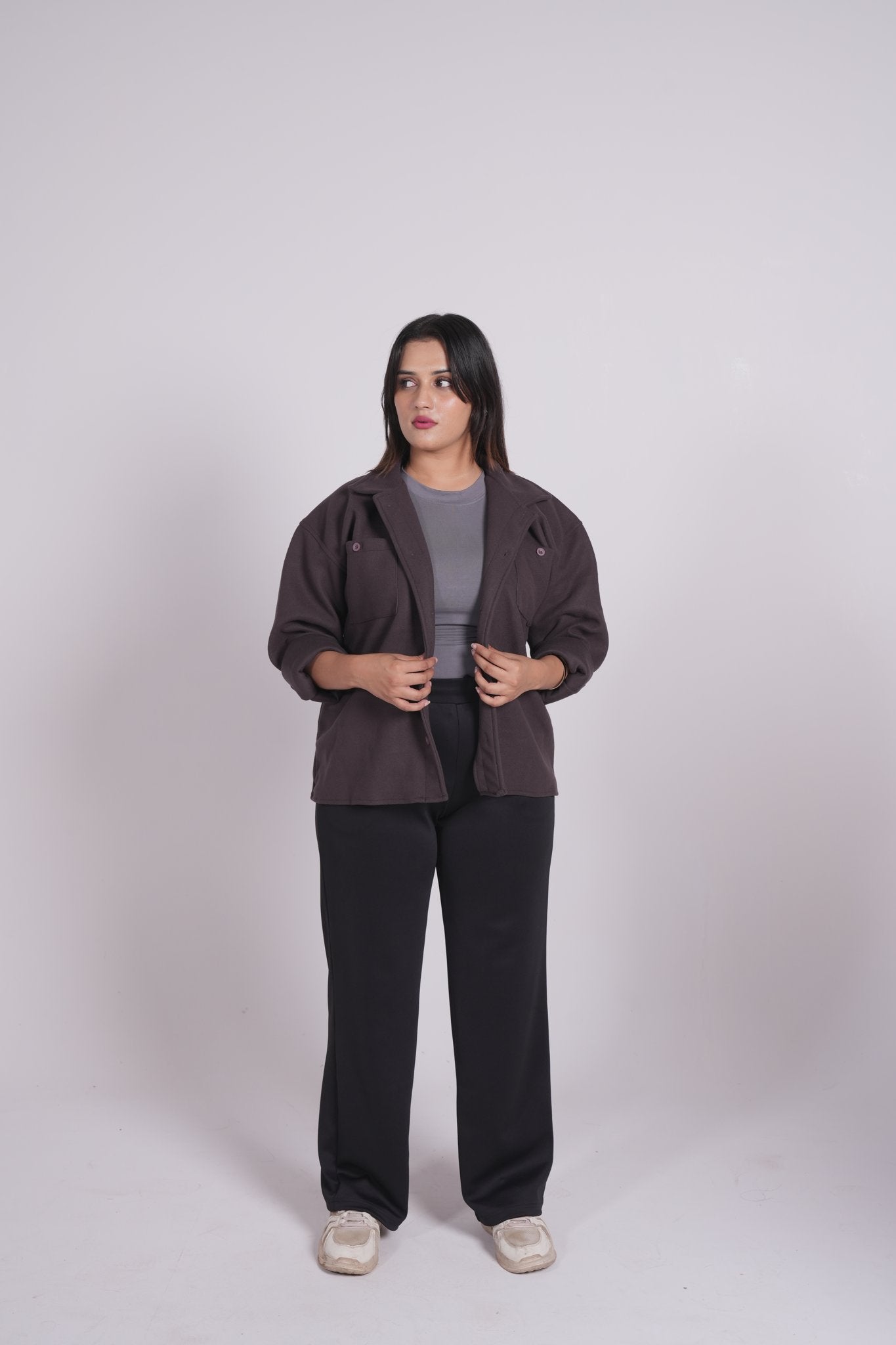 Dark Grey - Classic Shacket Women