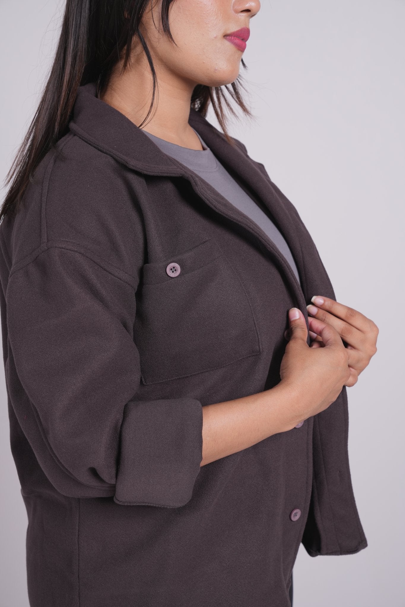 Dark Grey - Classic Shacket Women