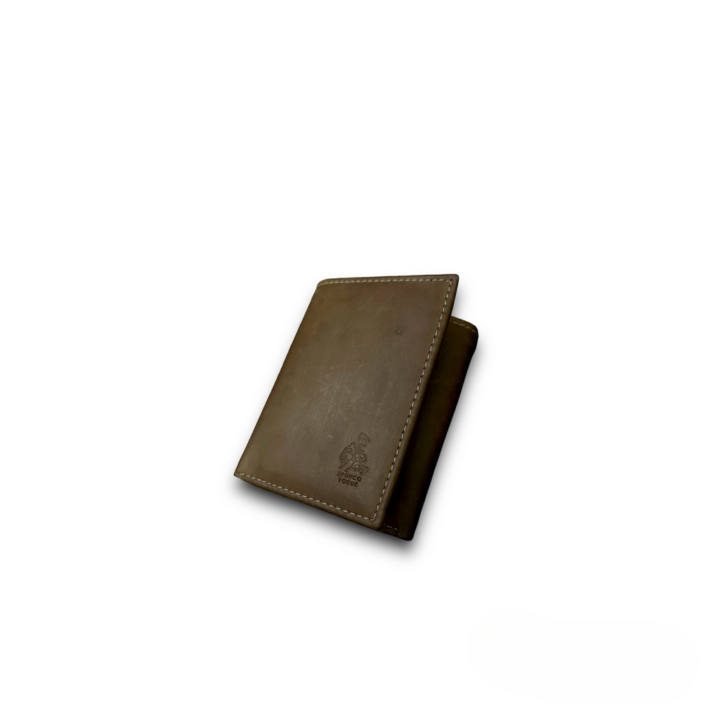 BV - Brown Triple Fold Leather Wallet - Bronco Vogue