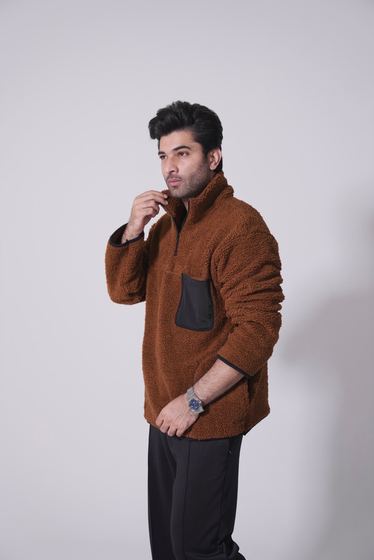 Half Zip Polar Fleece Pullover - Chest nut