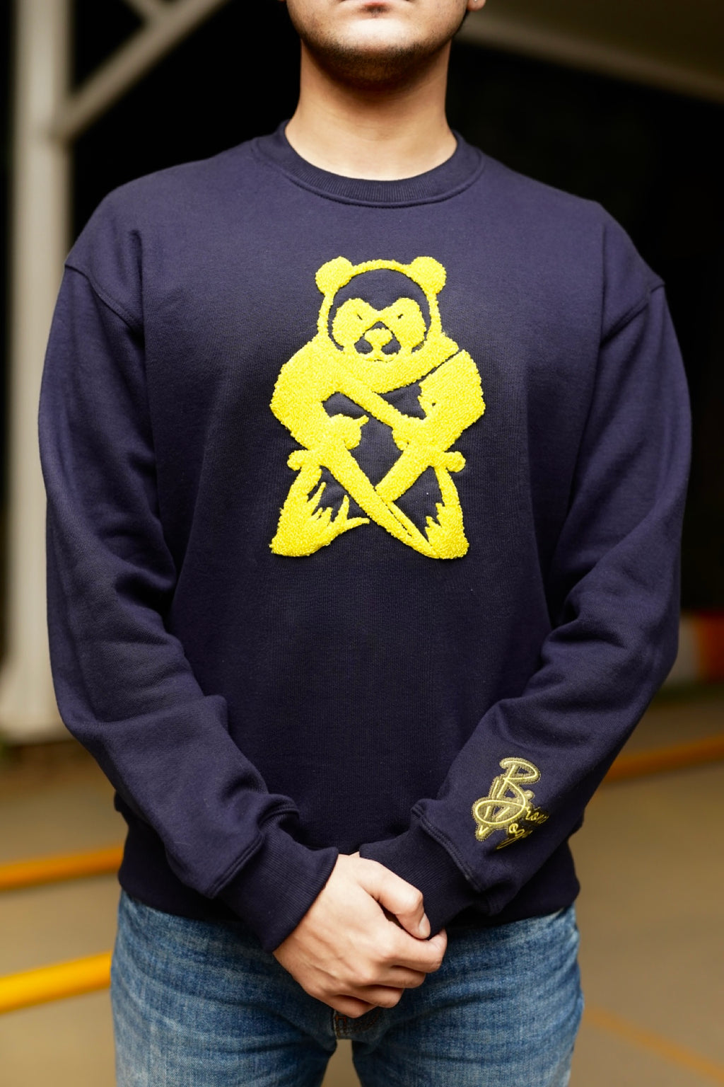 Psycho Bear Dark Blue fleece sweatshirt - 350 gsm
