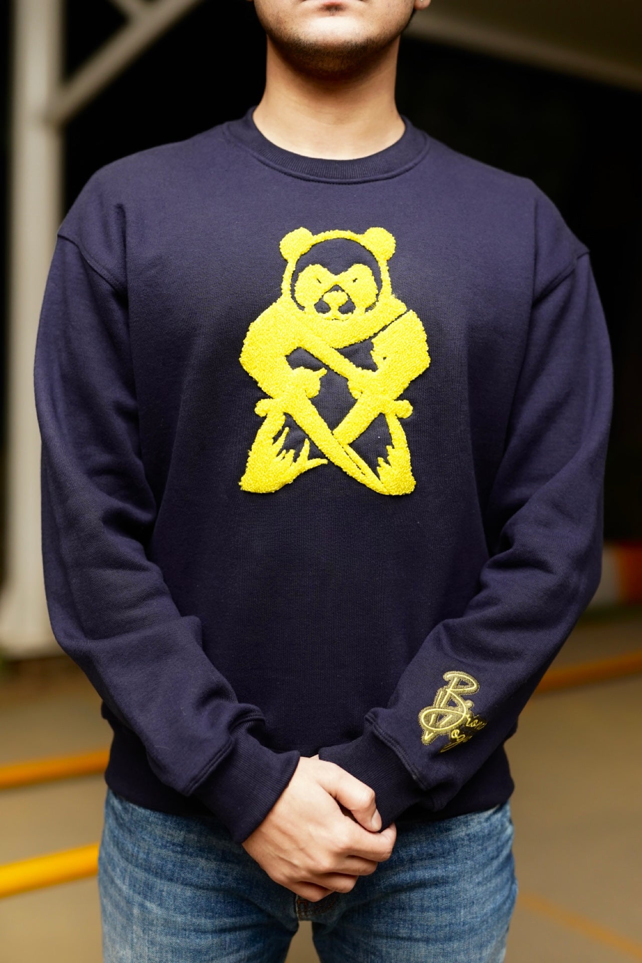 Psycho Bear Dark Blue fleece sweatshirt - 350 gsm