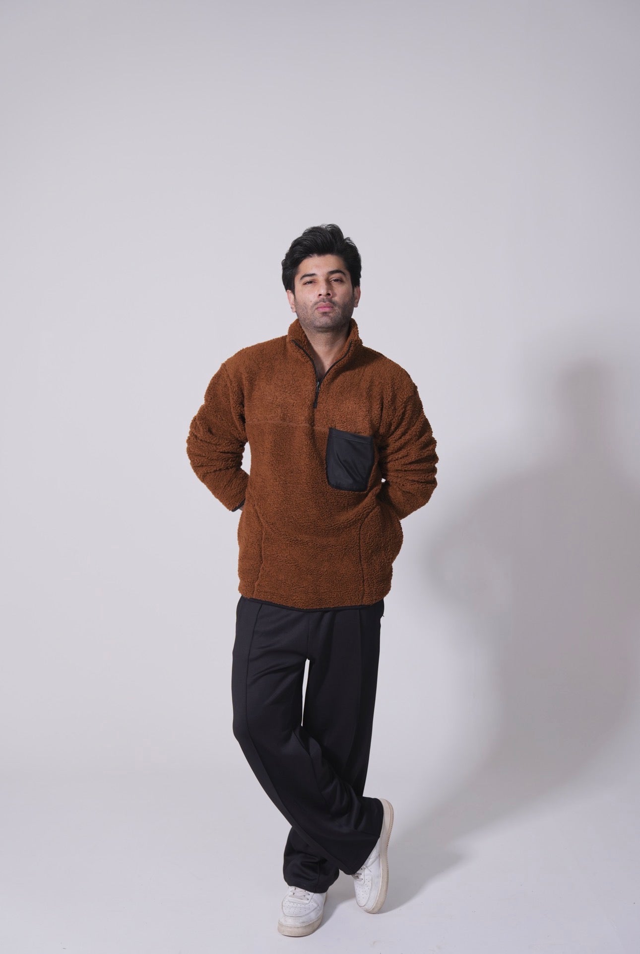 Half Zip Polar Fleece Pullover - Chest nut