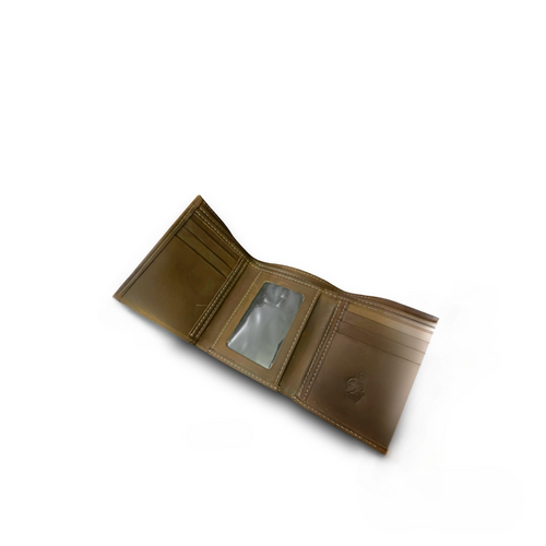 BV - Brown Triple Fold Leather Wallet - Bronco Vogue