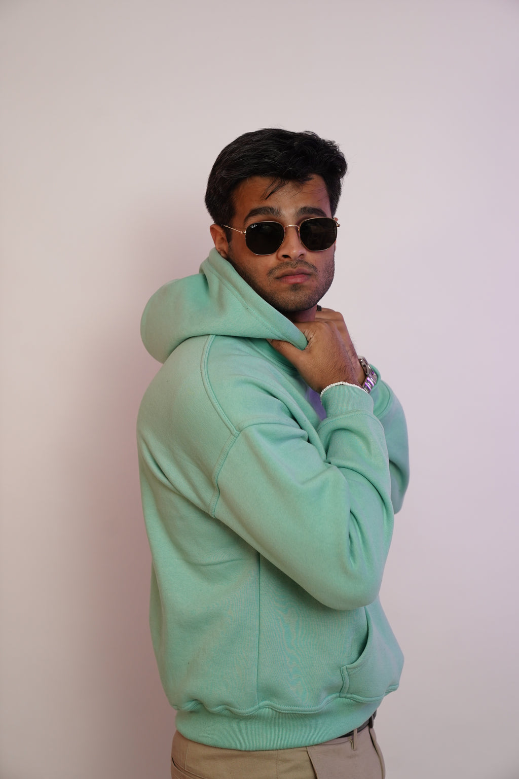 Fleece Mint Green Hoodie - 450 gsm