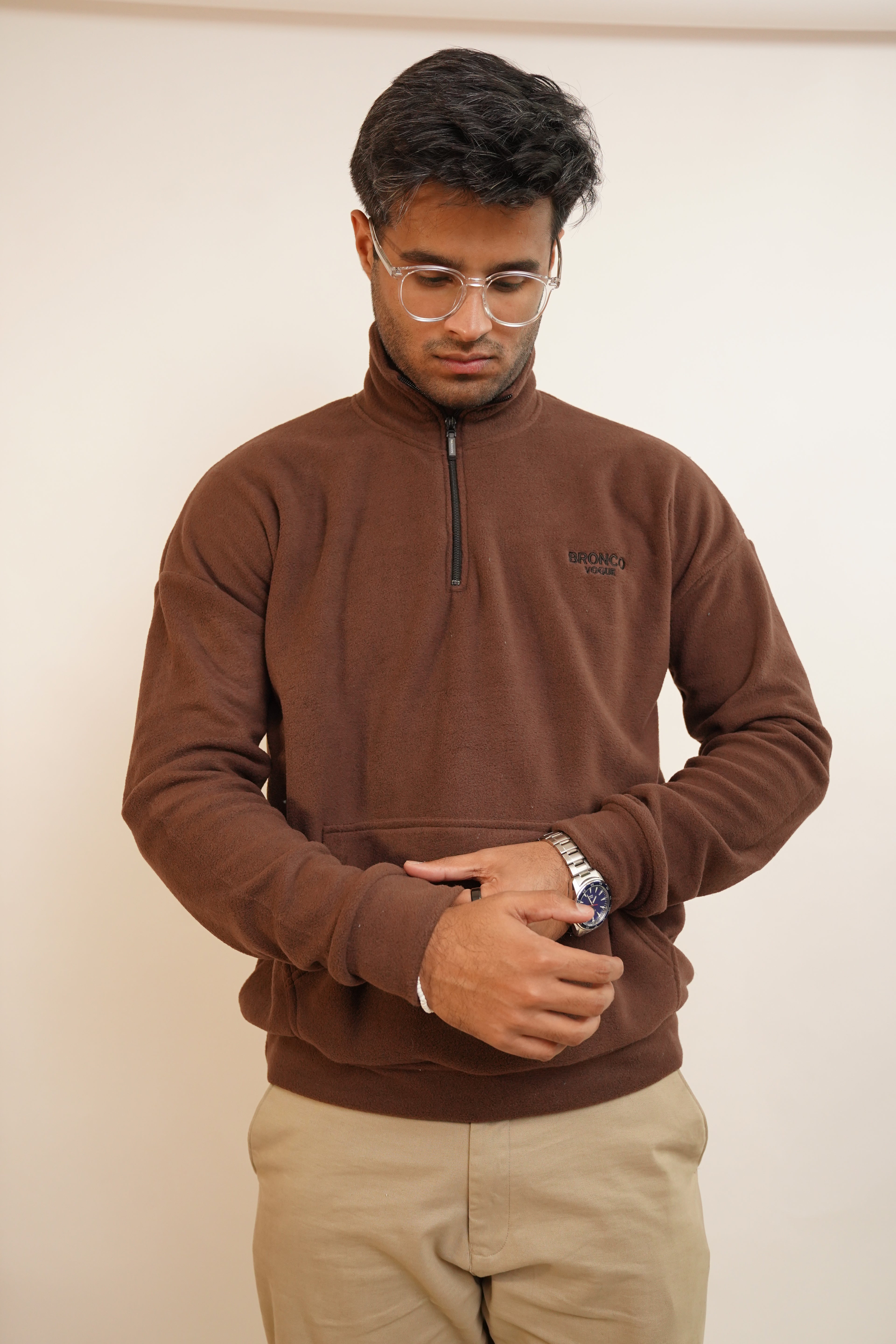 polar brown zip shirt