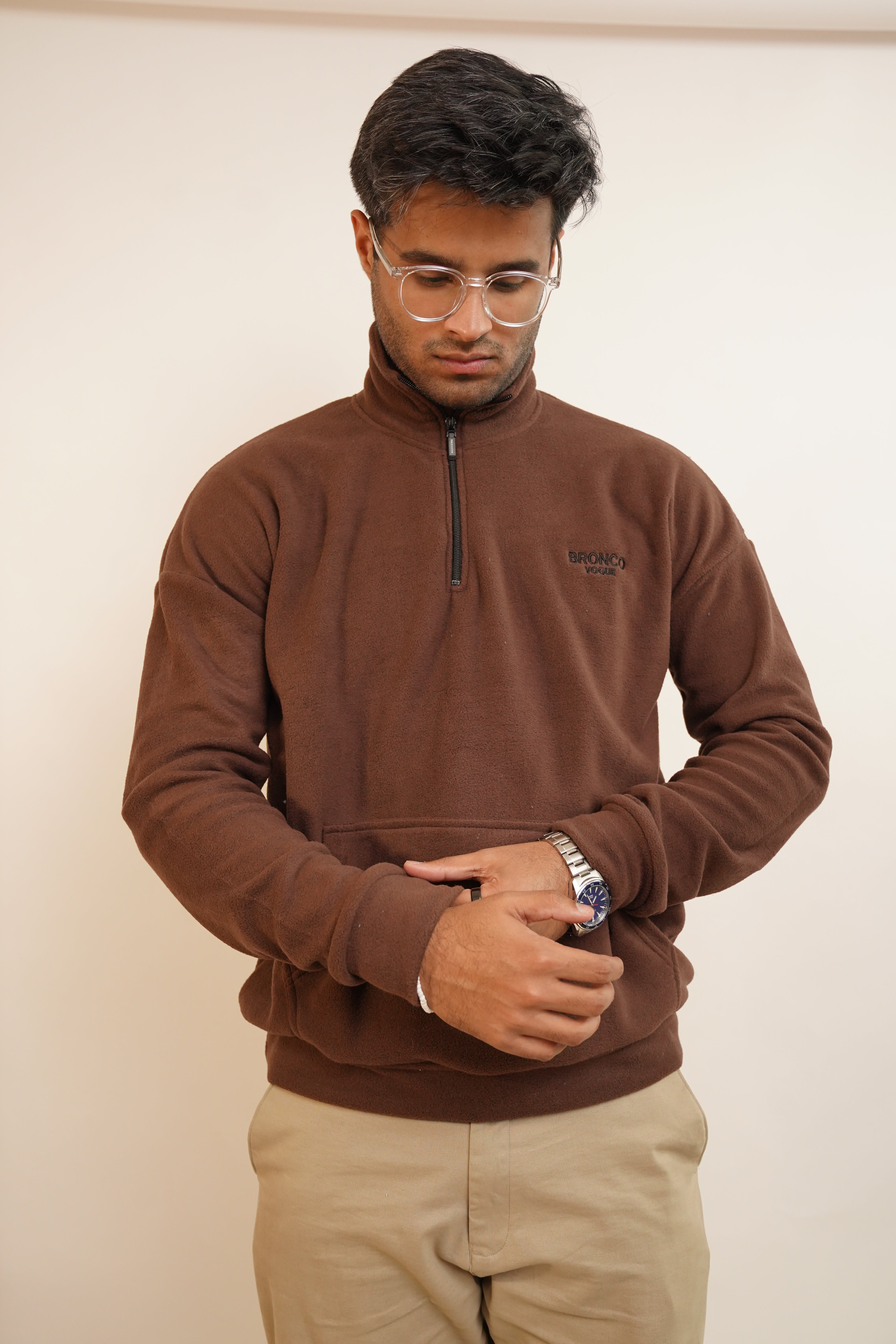 polar brown zip shirt