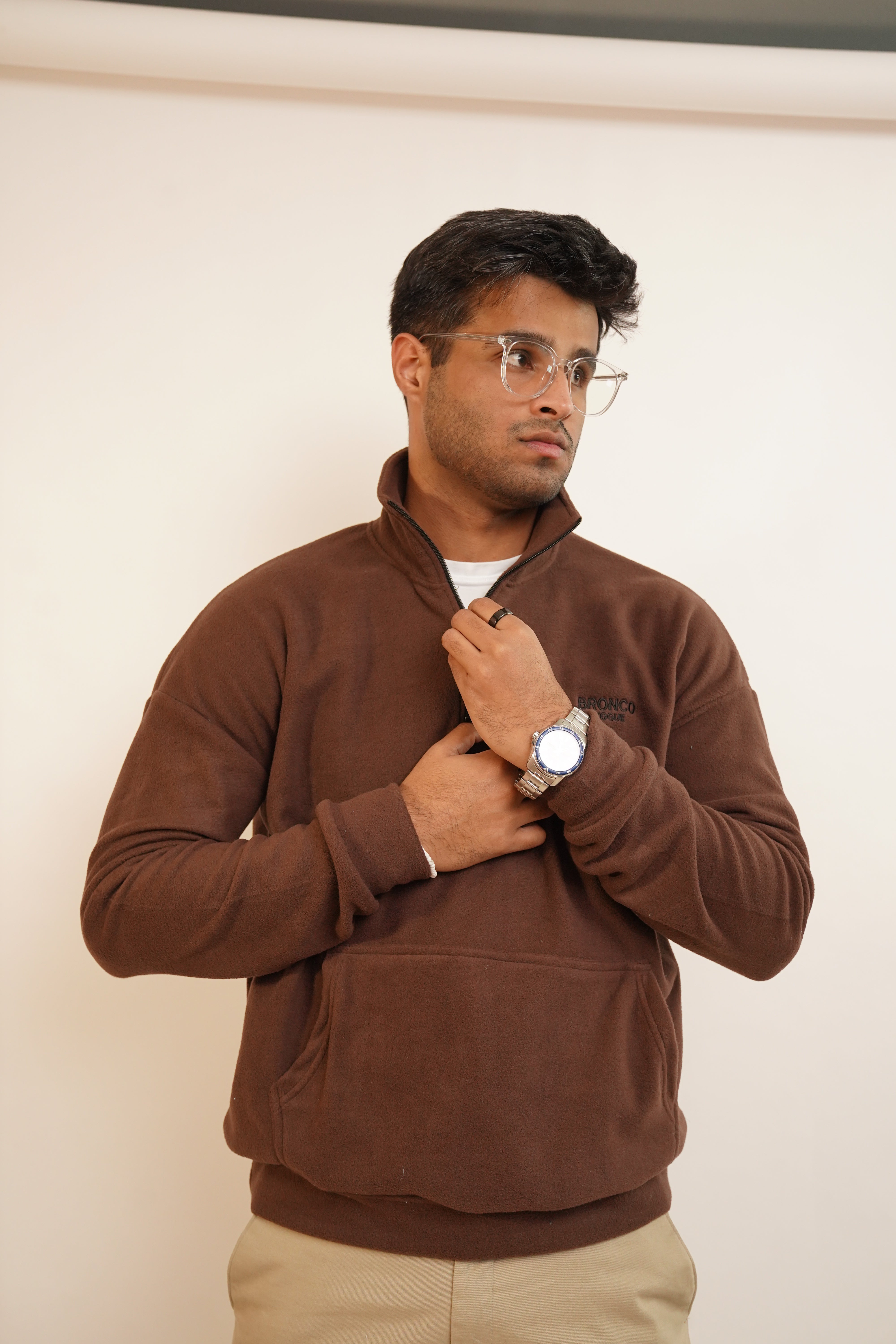 polar brown zip shirt