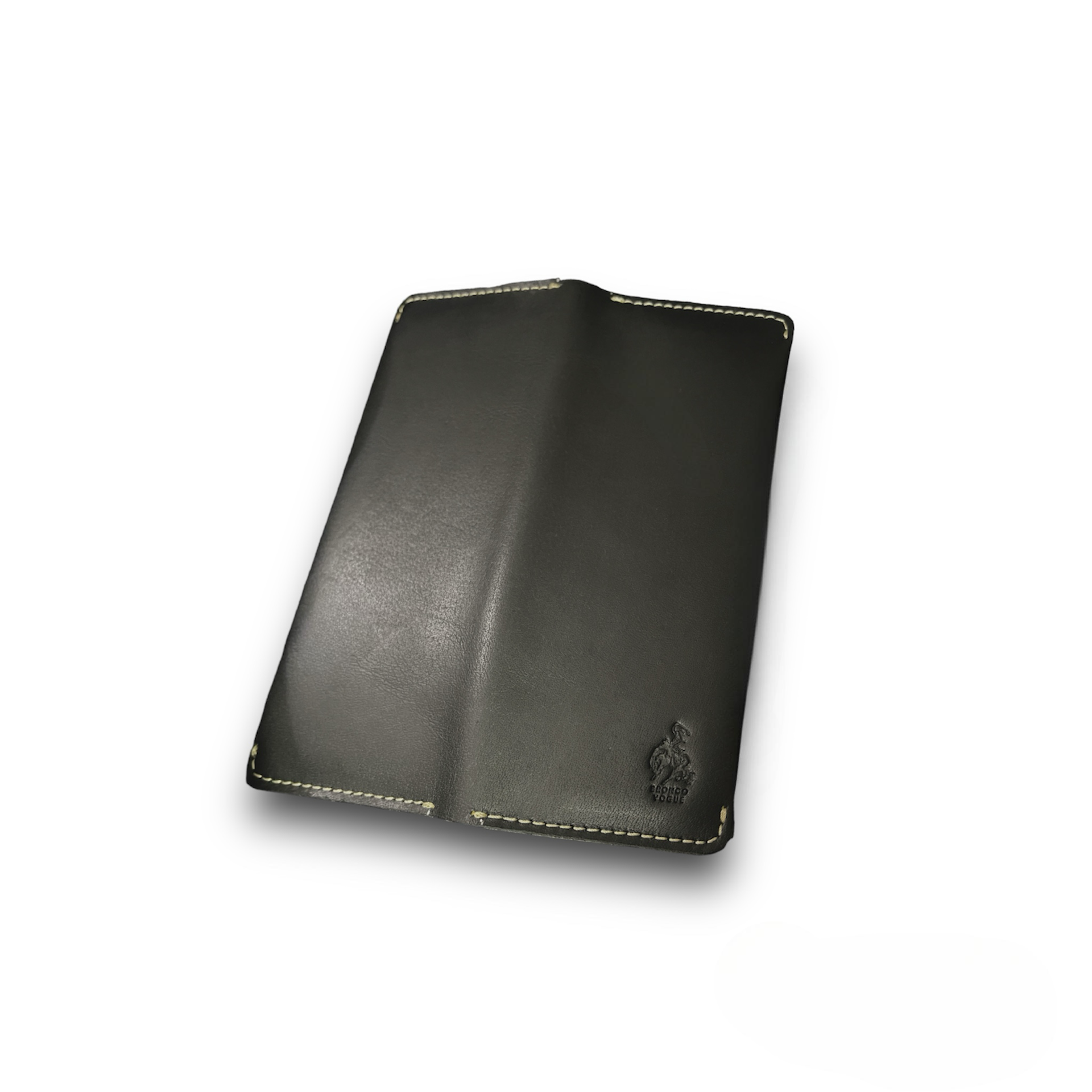 BV- Black Original Leather Long Wallet - Bronco Vogue