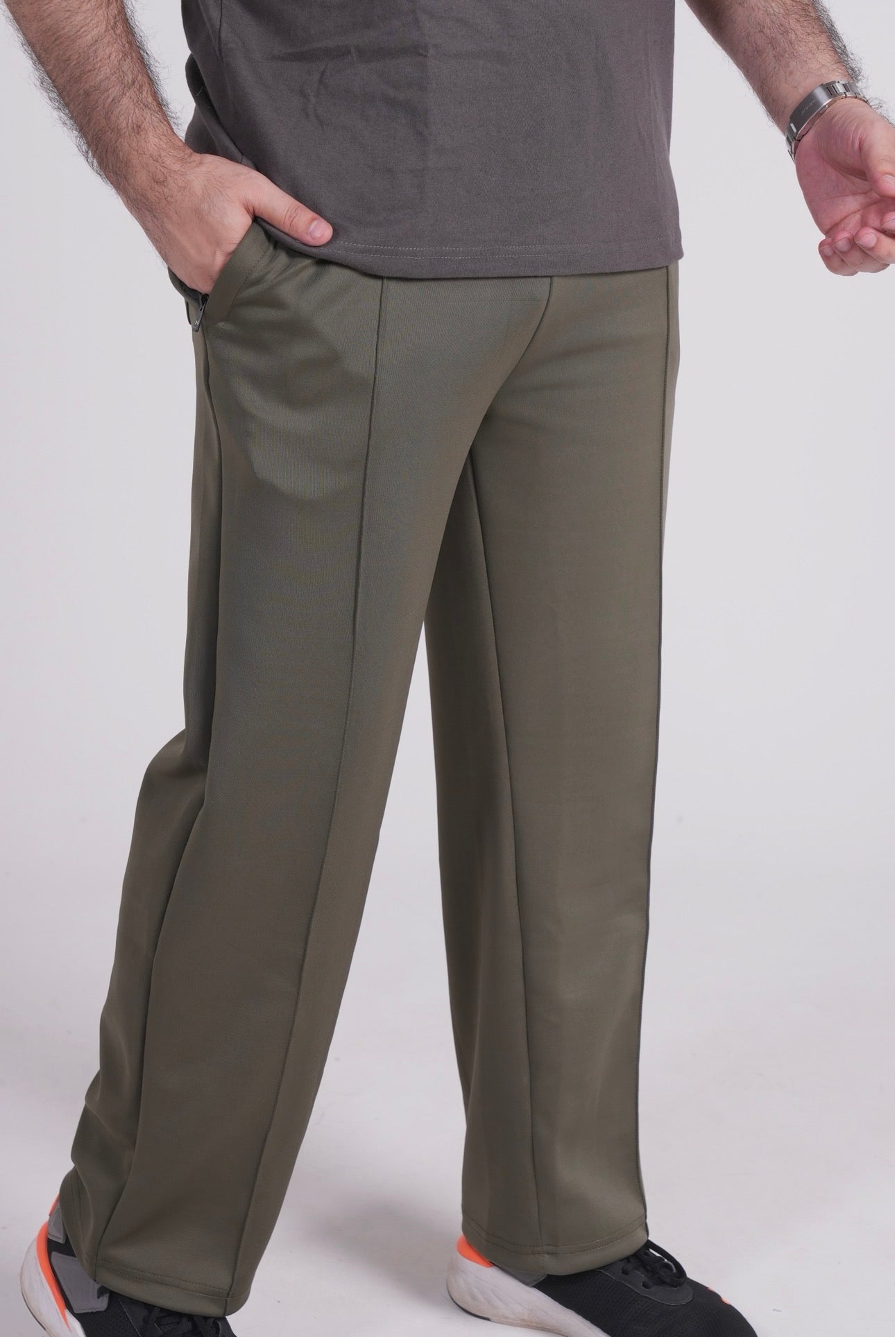 Scuba Straight Leg Trousers - Olive Green