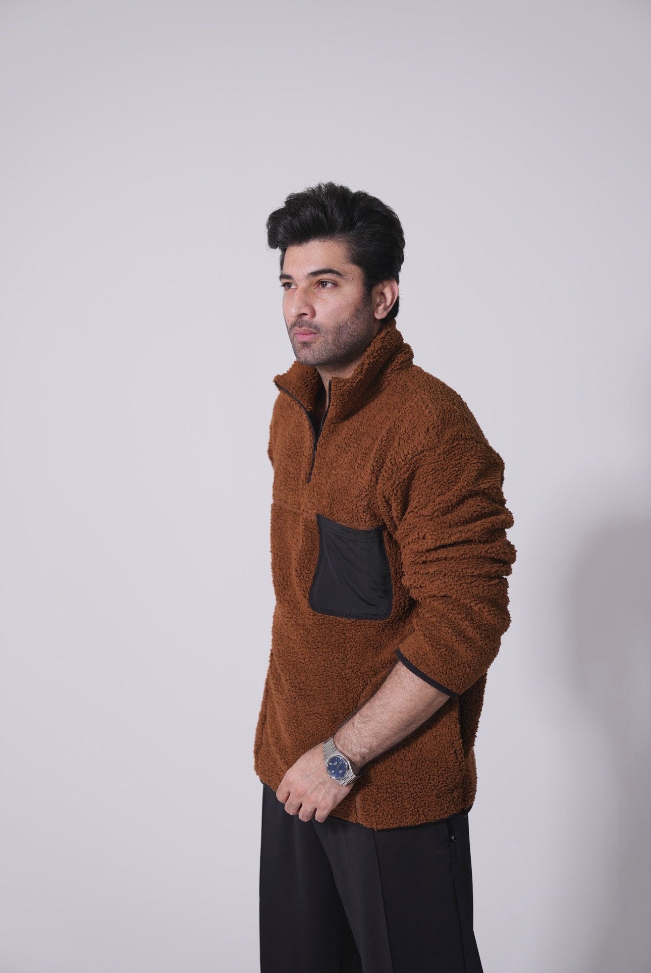 Half Zip Polar Fleece Pullover - Chest nut