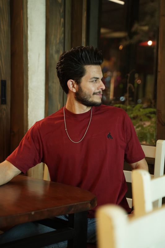 BV - Basic Cotton Tee Dark Red - Bronco Vogue
