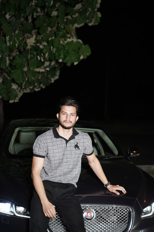 BV - Black/Grey checked POLO shirt - Bronco Vogue