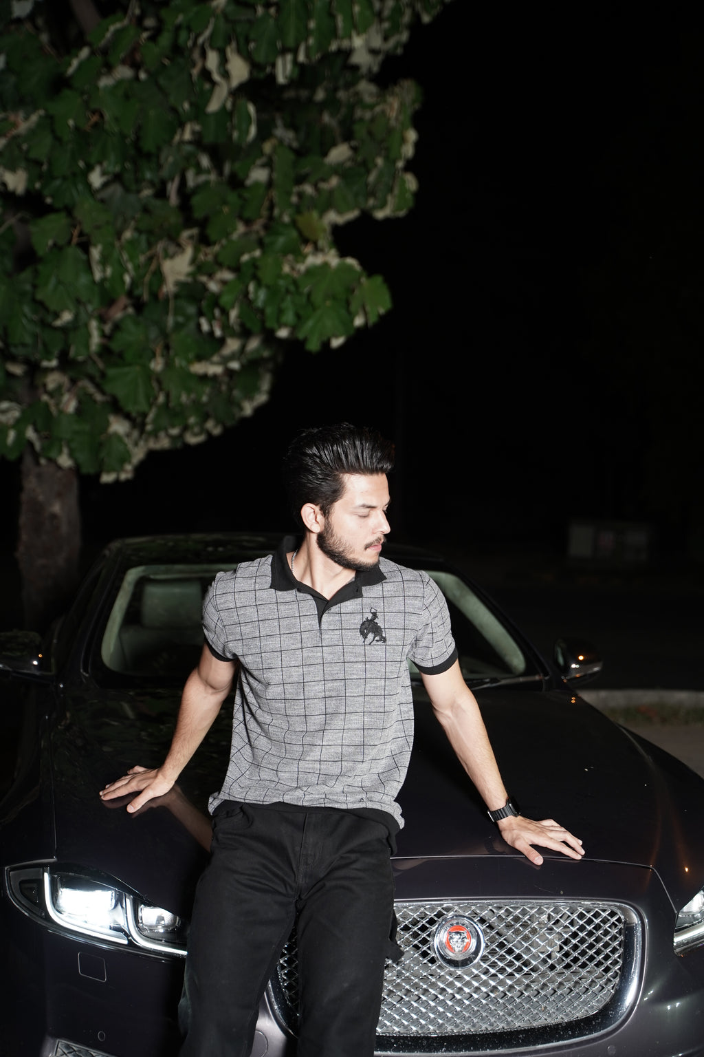 BV - Black/Grey checked POLO shirt - Bronco Vogue