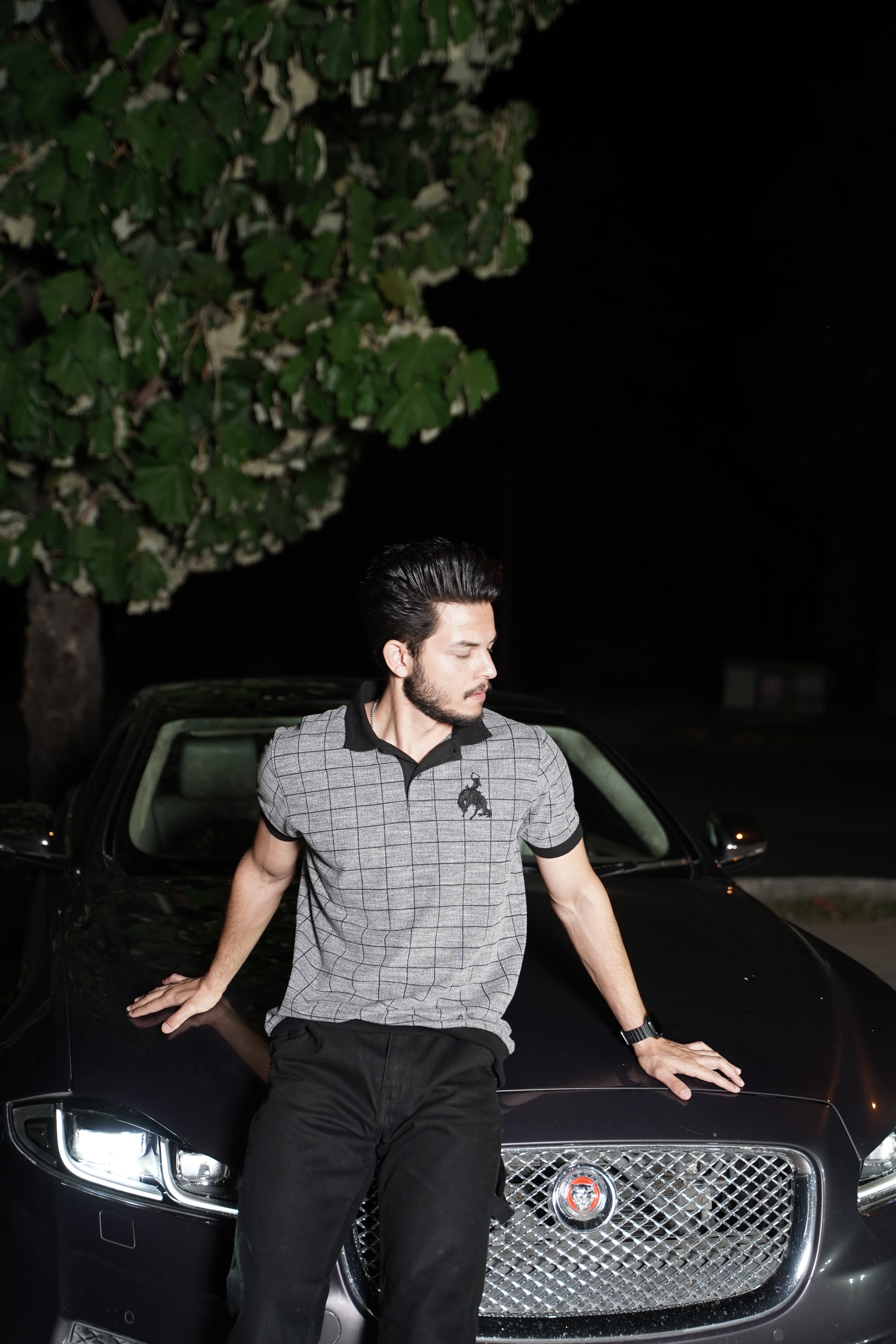 BV - Black/Grey checked POLO shirt - Bronco Vogue