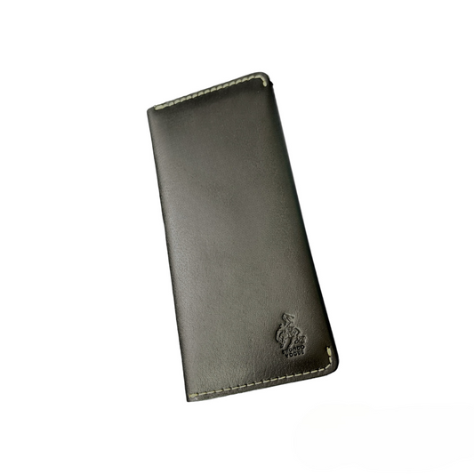 BV- Black Original Leather Long Wallet - Bronco Vogue