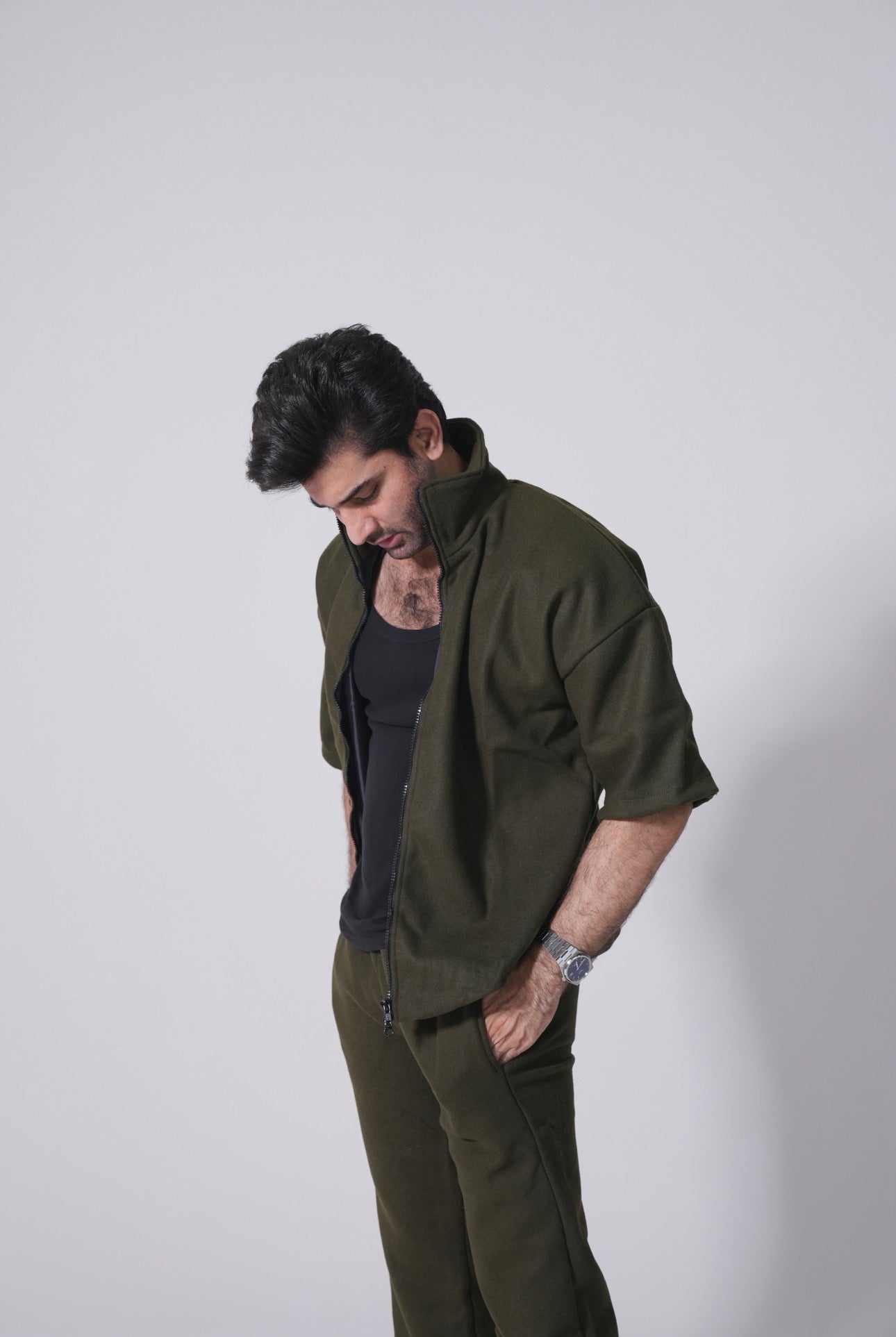 Pure Wool Coord set - Olive Green