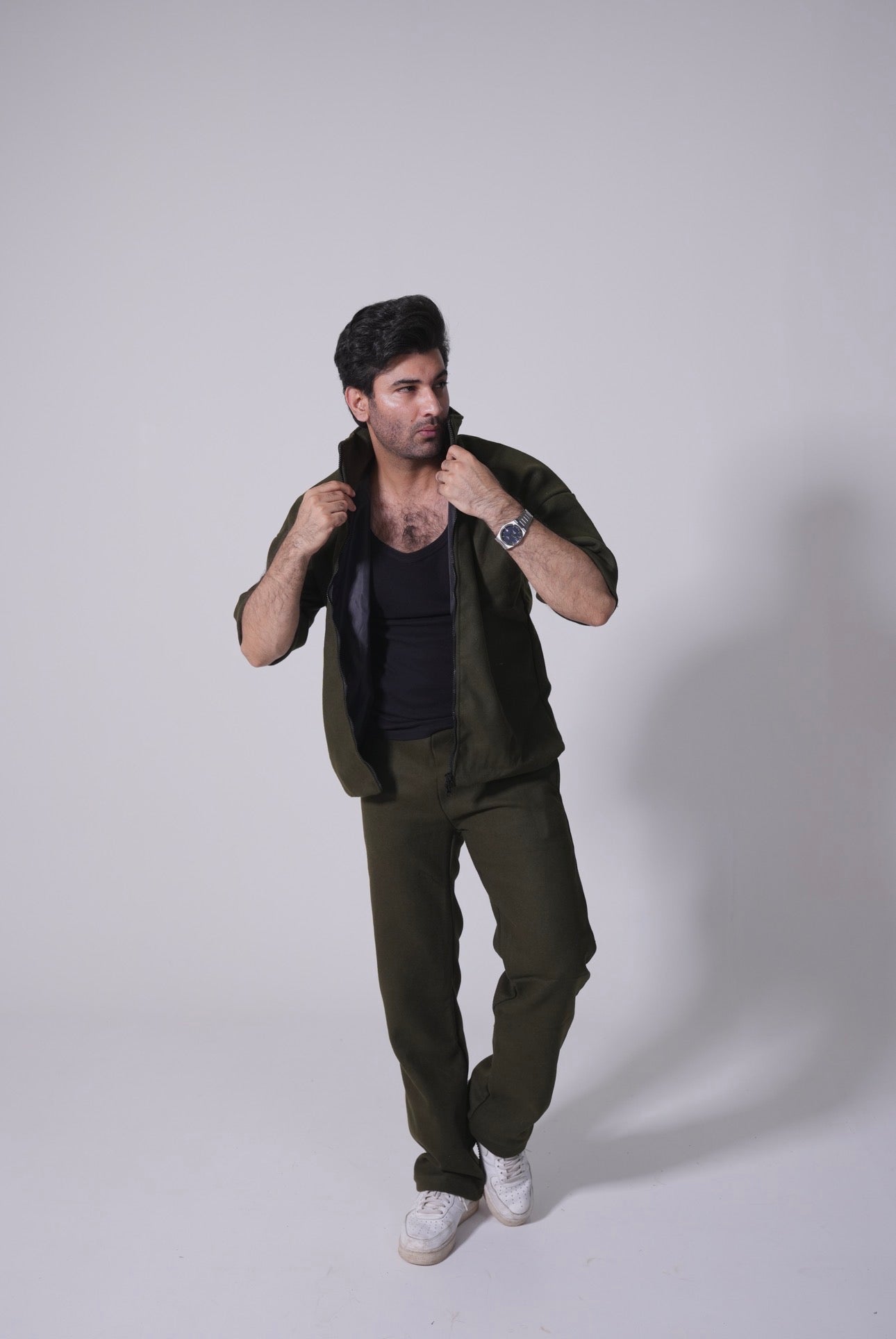 Pure Wool Coord set - Olive Green